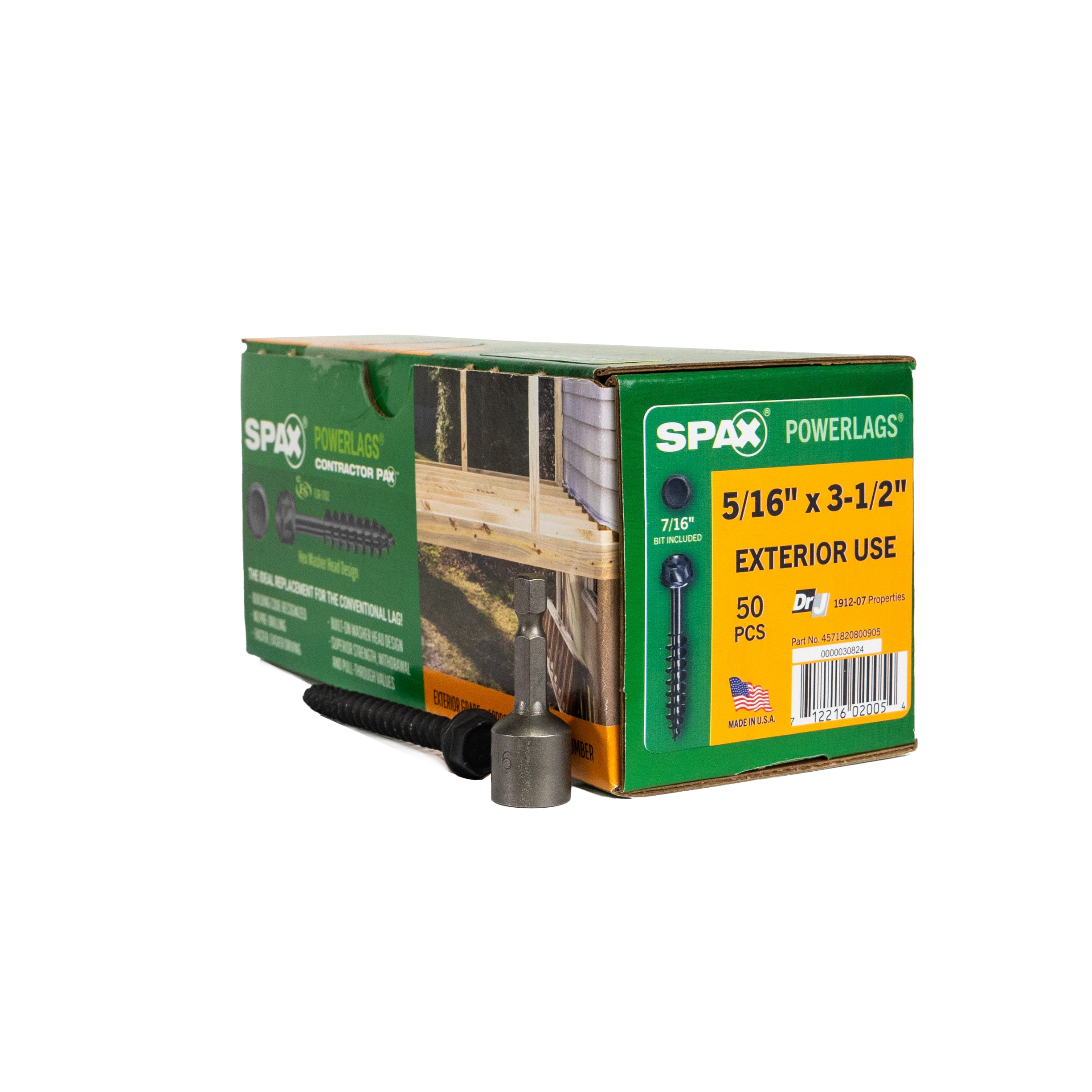 SPAX 4571820800905 5/16-in x 3-1/2-in Black Coated Hex -Head Exterior Structural wood screws 50 -Pack