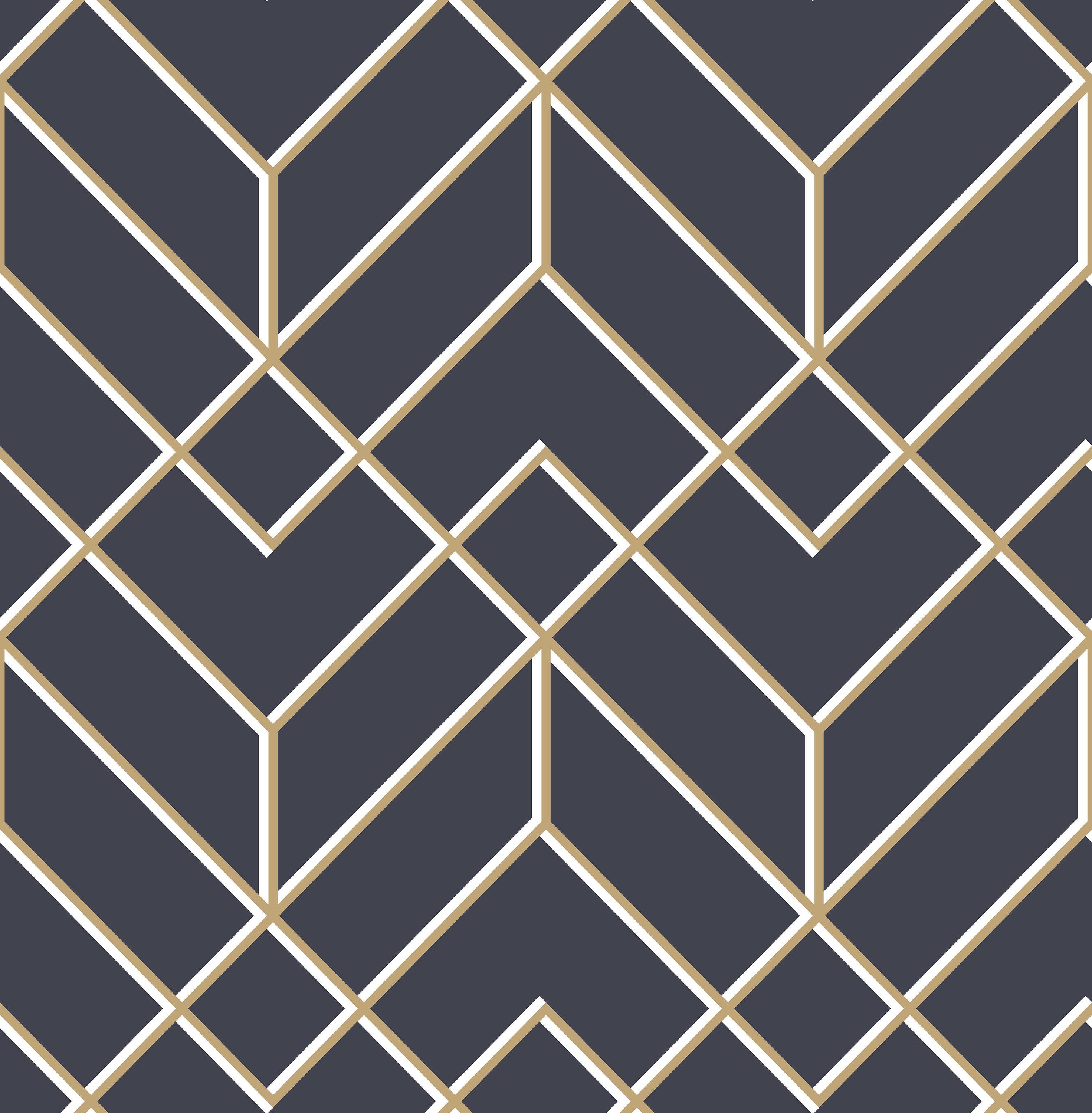 Graham & Brown 106568 Kabuki 56-Sq. Feet Navy Non-woven Textured Geometric Unpasted Wallpaper