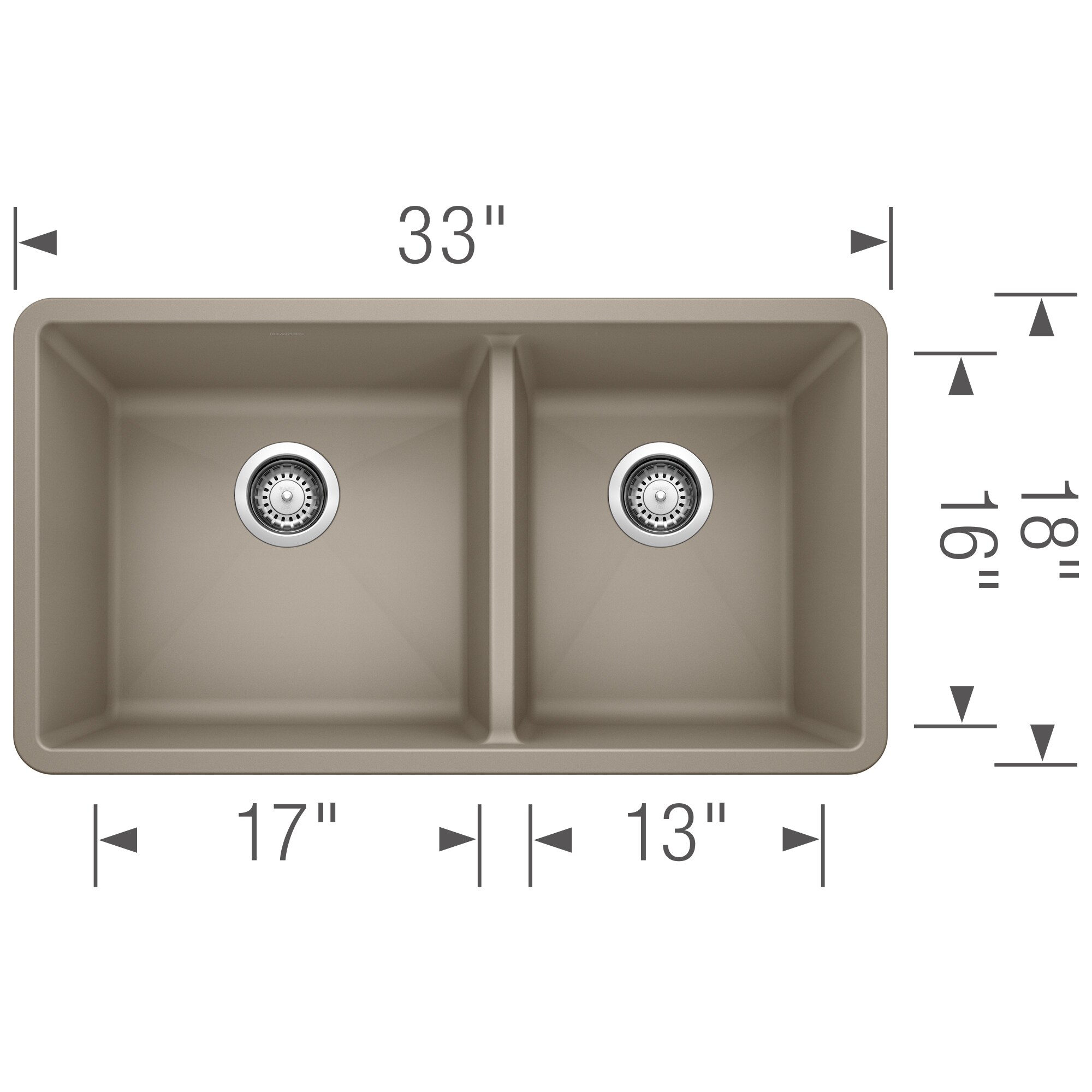 Truffle Stone Double Bowl 33" Undermount Kitchen Sink