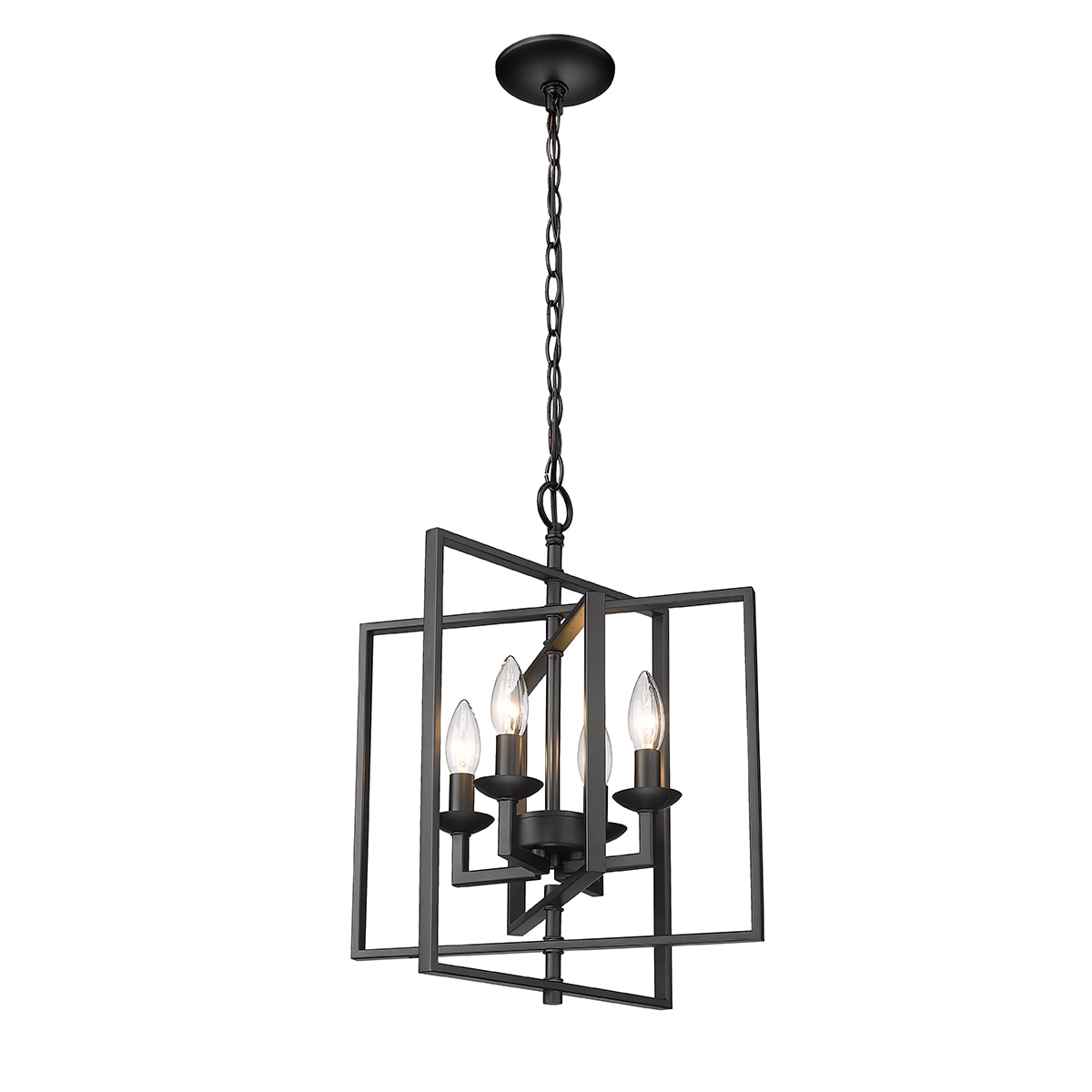 Nellis Matte Black Modern Incandescent Lantern Pendant