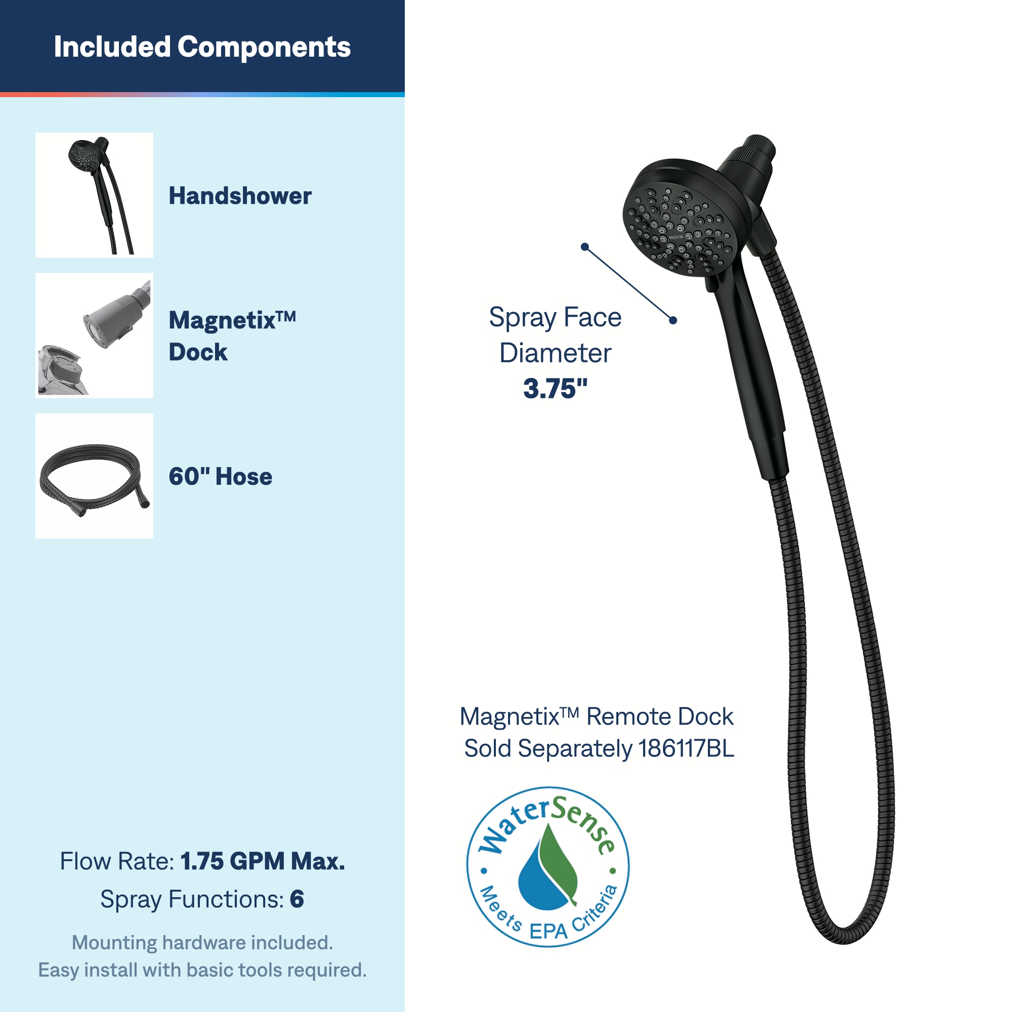 Moen 26100EPBL Fixed-Showerhead - View #3