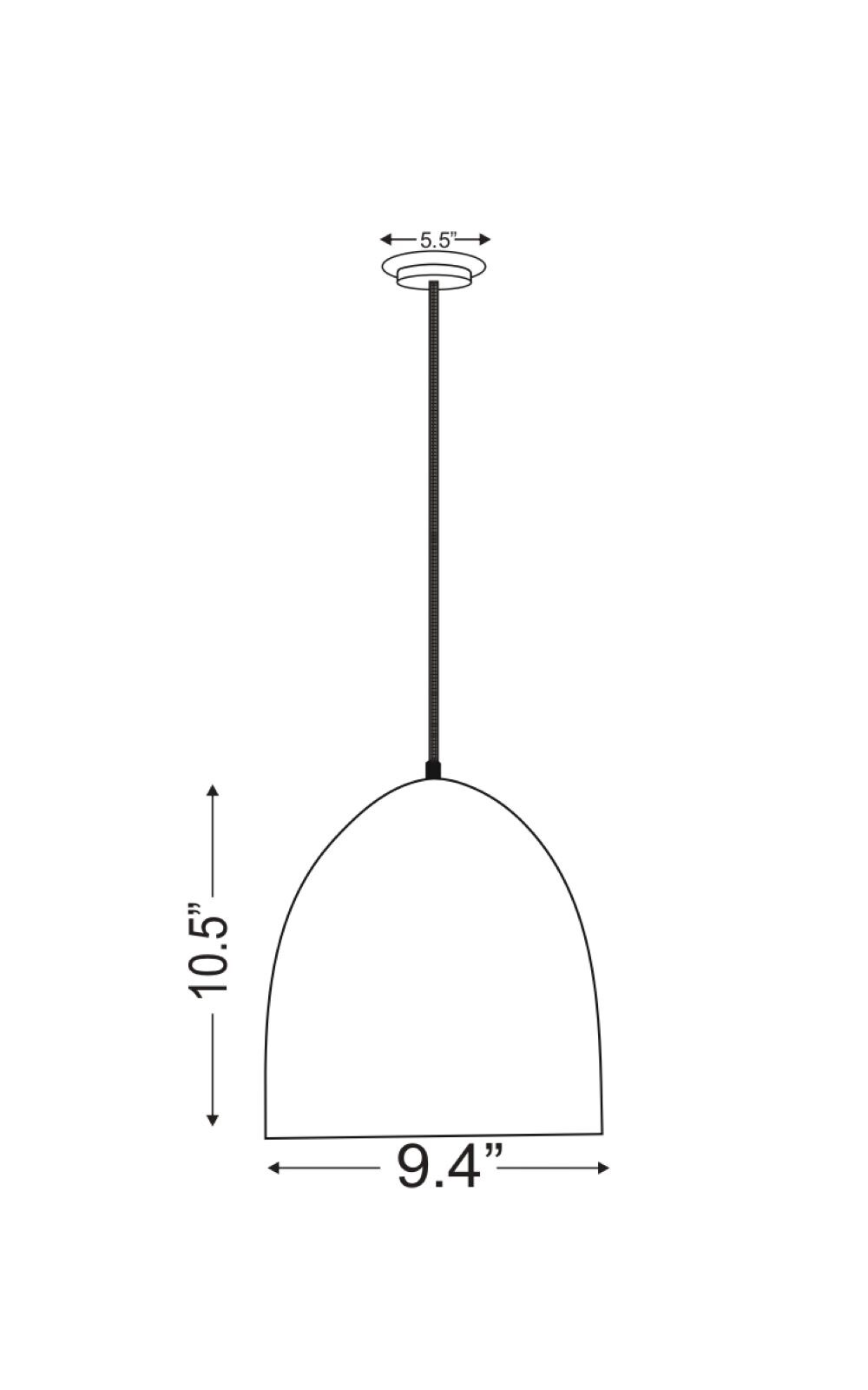 Blue Dome LED Pendant Light with Black Cord