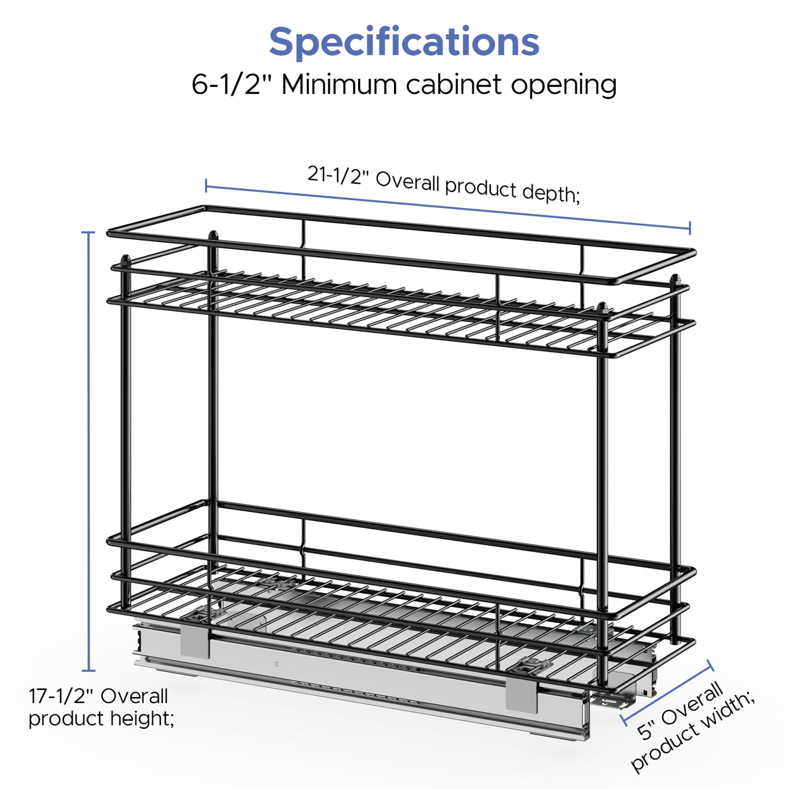 HomLux 14-in W x 16.4-in H 2-Tier Cabinet-mount Metal Soft Close