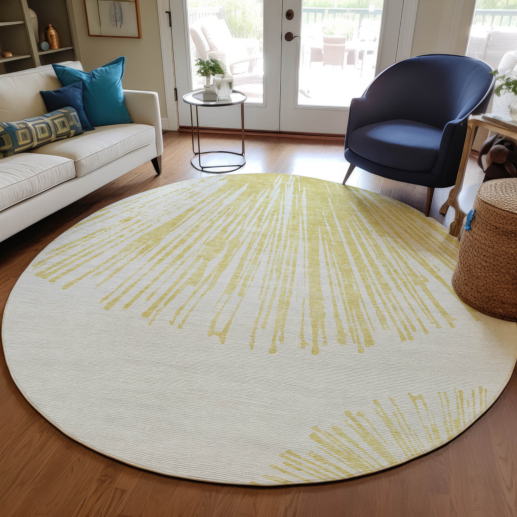 Addison Rugs ACN642BG8RO Chantille ACN642BG 8 x 8 (ft) Polyester Beige Round Indoor/Outdoor Geometric Machine washable Area rug