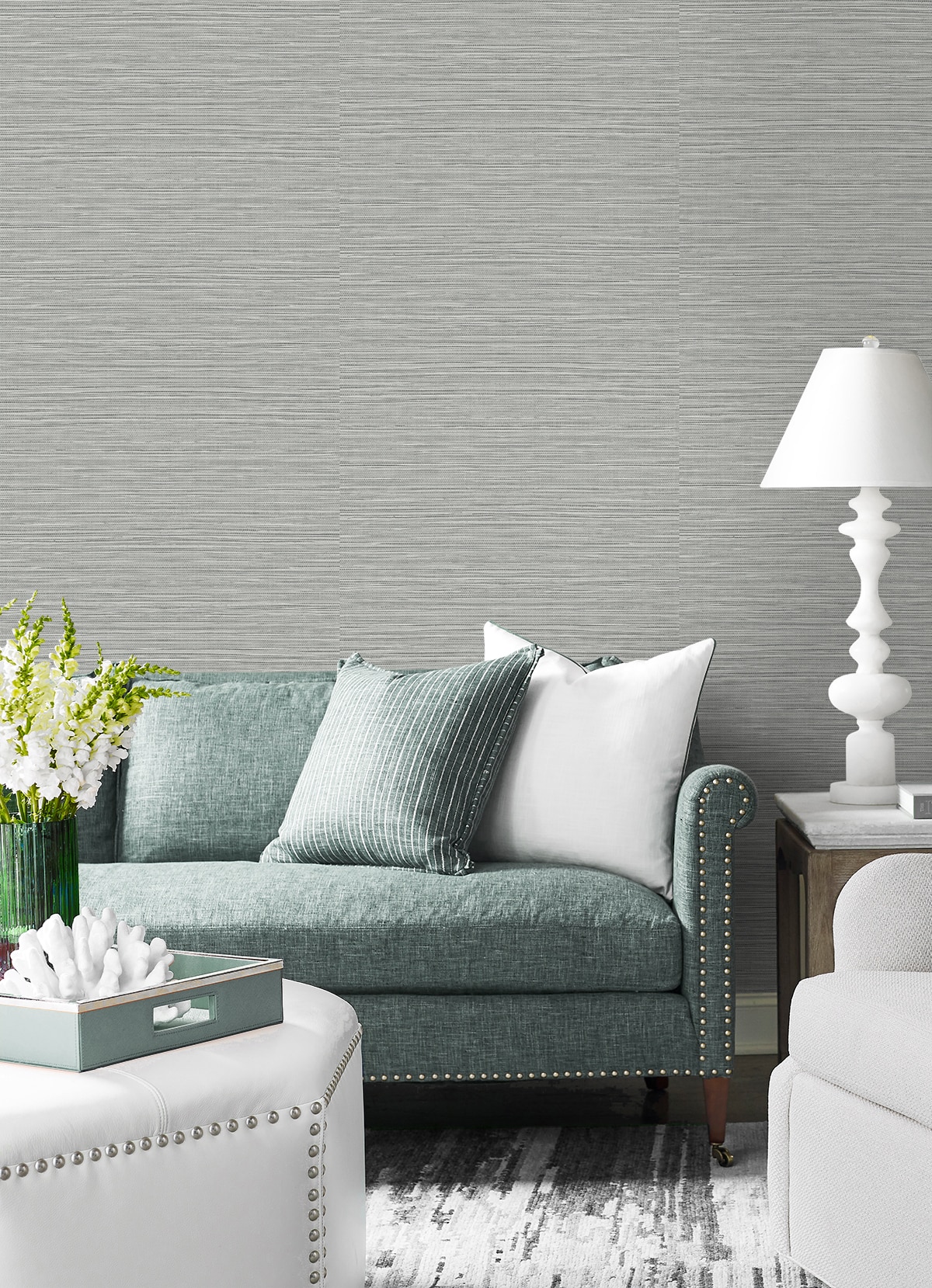 Harbor Mist Gray Vinyl Peel & Stick Wallpaper Roll