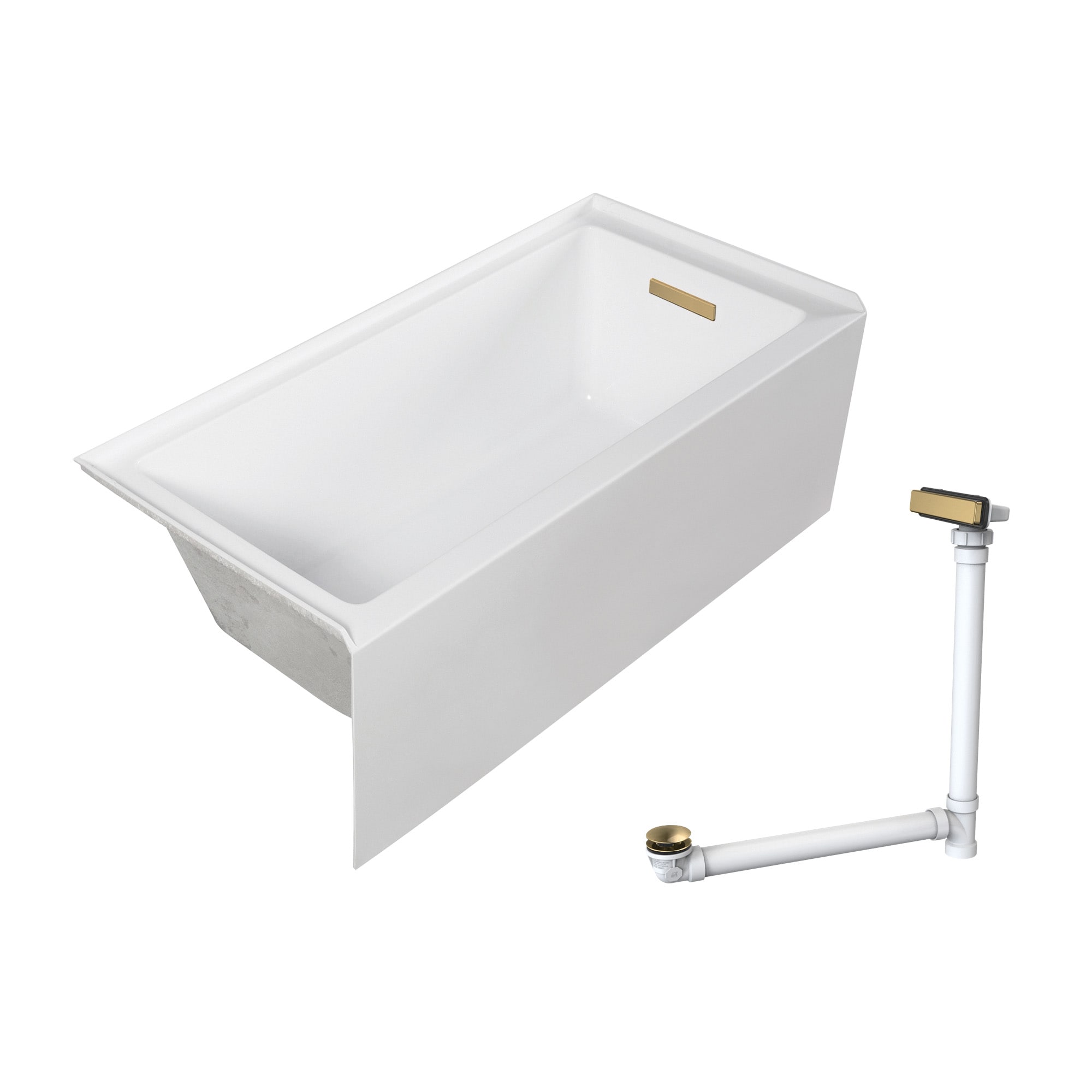 Transolid UATLN603220-R-CB Unity 32-in x 60-in White/Champagne Bronze Acrylic Rectangle Alcove Soaking Bathtub with Drain ( Right Drain )