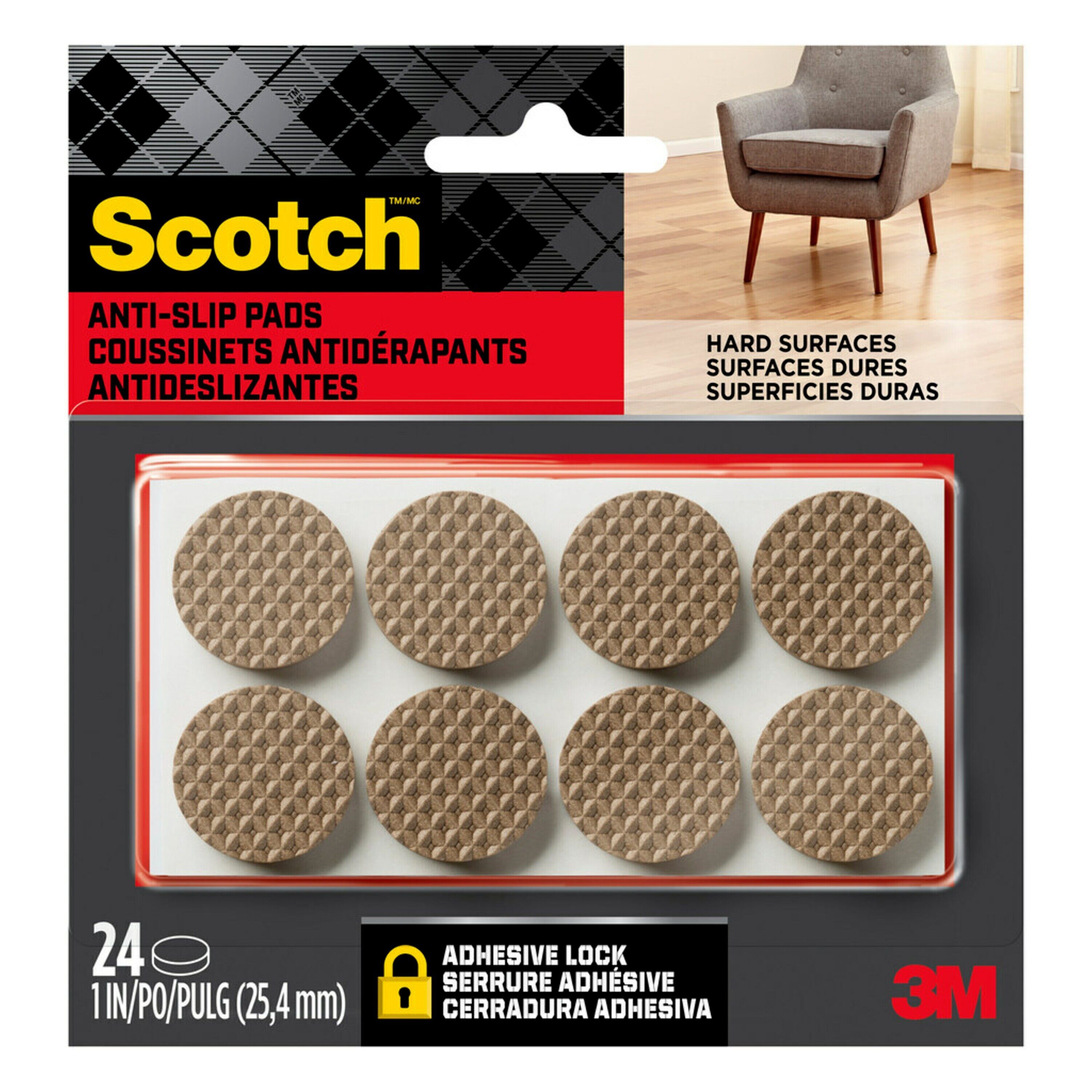 Scotch Anti-Skid 24-Pack 1 In Brown Plastic Gripper Pads