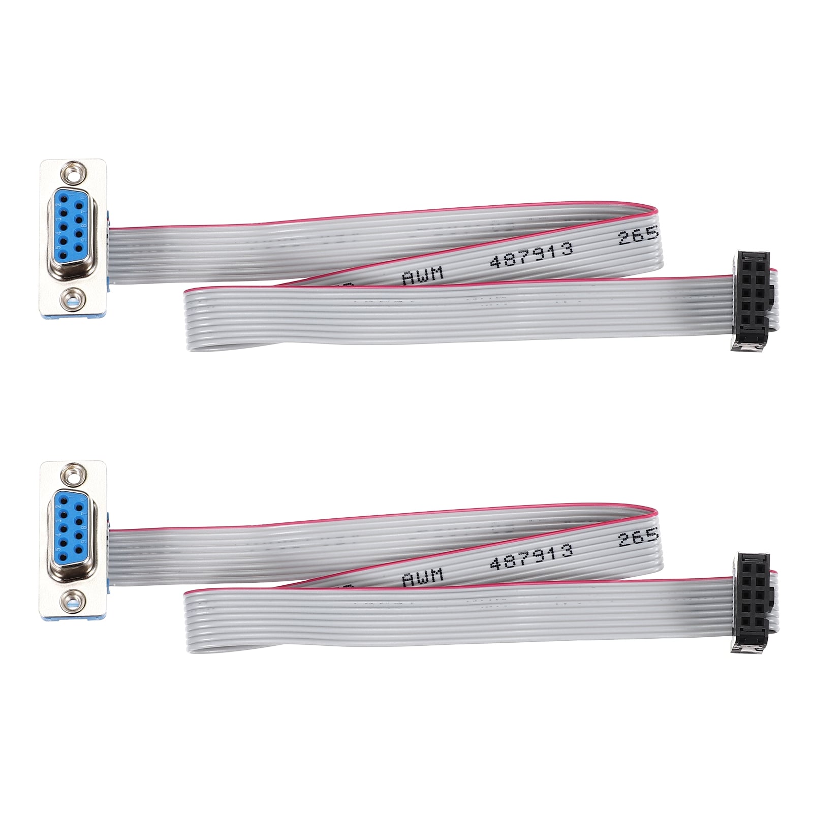 Unique Bargains IDC Wire Flat Ribbon Cable DB9 Female to FC-10 Female Connector 2.54mm Pitch 30cm Length 2pcs