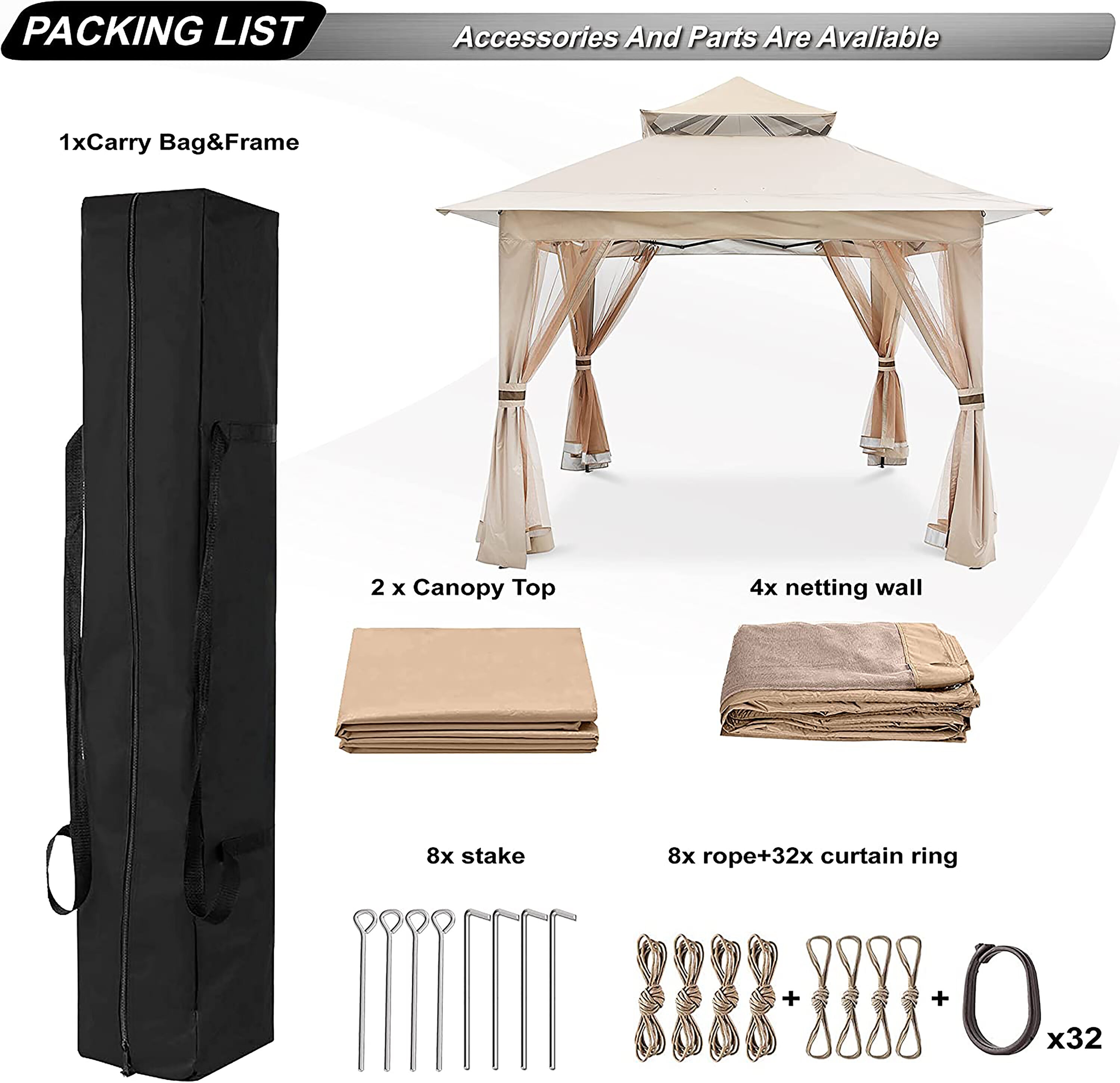 ABCCANOPY 13X13TYSW-KHAKI Canopies-Sl - View #4