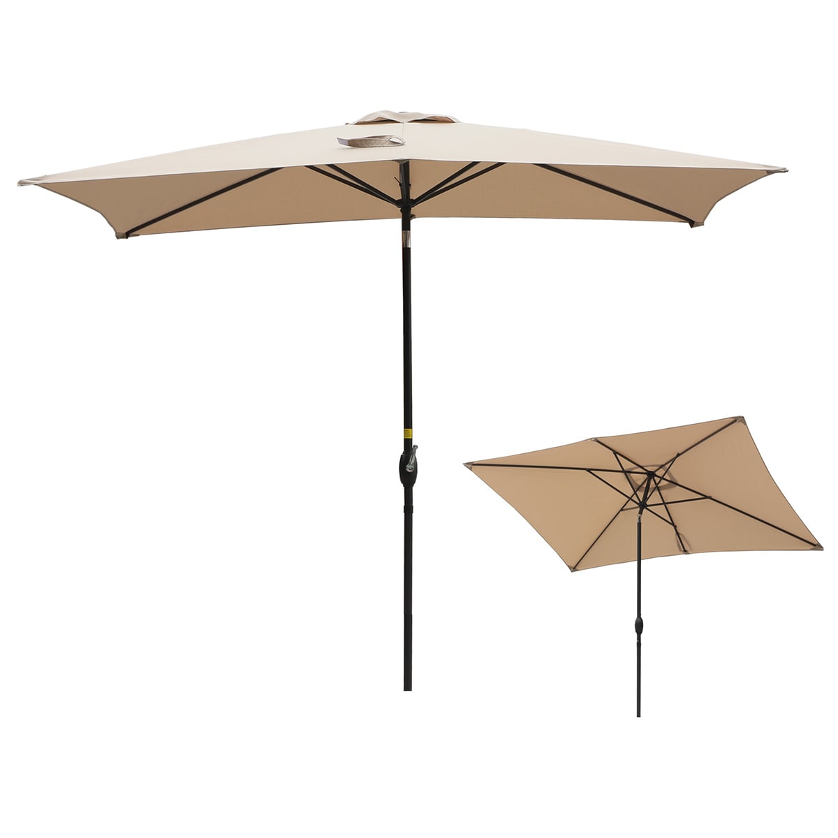 Clihome EDBL-U9H02BK 10-ft Steel Brown Push-button Tilt Market Patio Umbrella