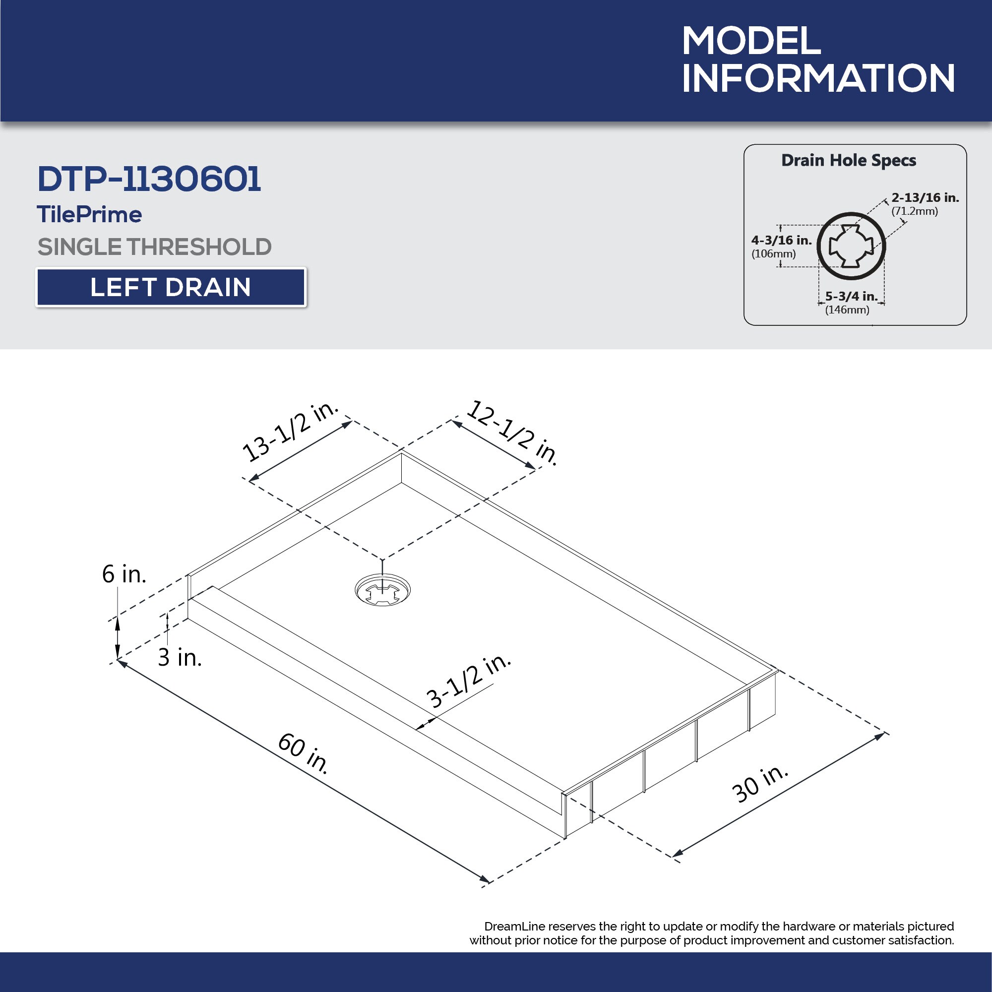 DreamLine DTP-1130601 Shower-Floors - View #2