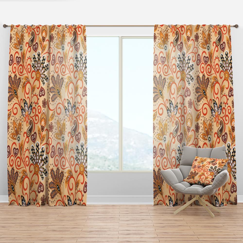 Designart CTN24225-52-108 108-Inches Orange Abstract Room darkening Thermal lined Rod pocket Single curtain panel