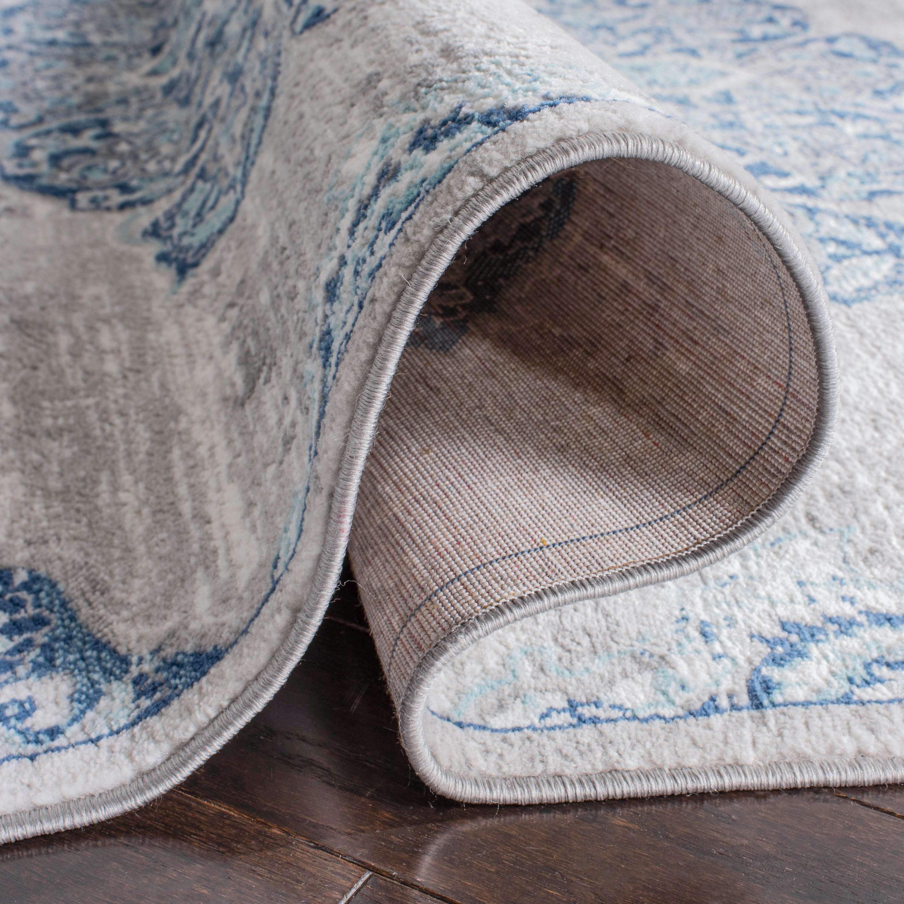 Elegant Gray 3' x 3' Square Hand-Knotted Synthetic Area Rug