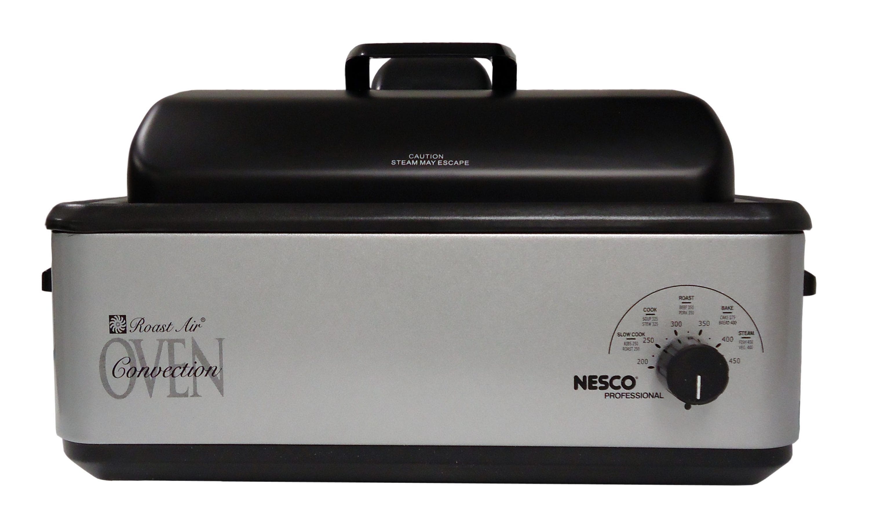 Nesco 12-Quart Stainless Steel Programmable Rectangle Porcelain Roaster  Oven with Metal Lid at
