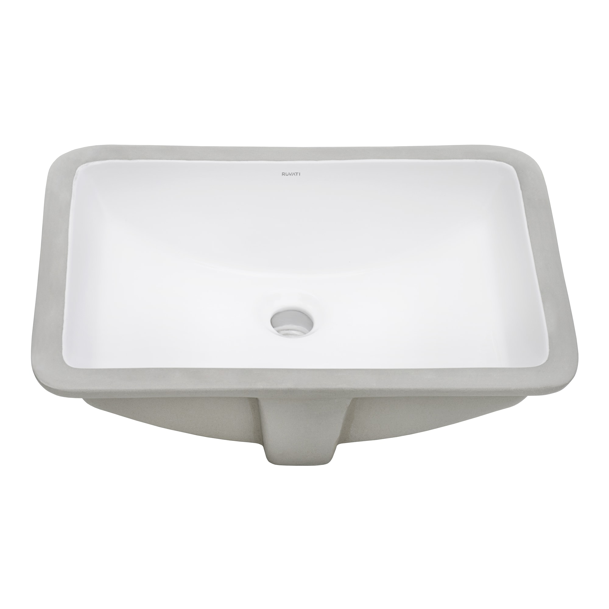 White Rectangular Ceramic Undermount Bathroom Sink with Overflow