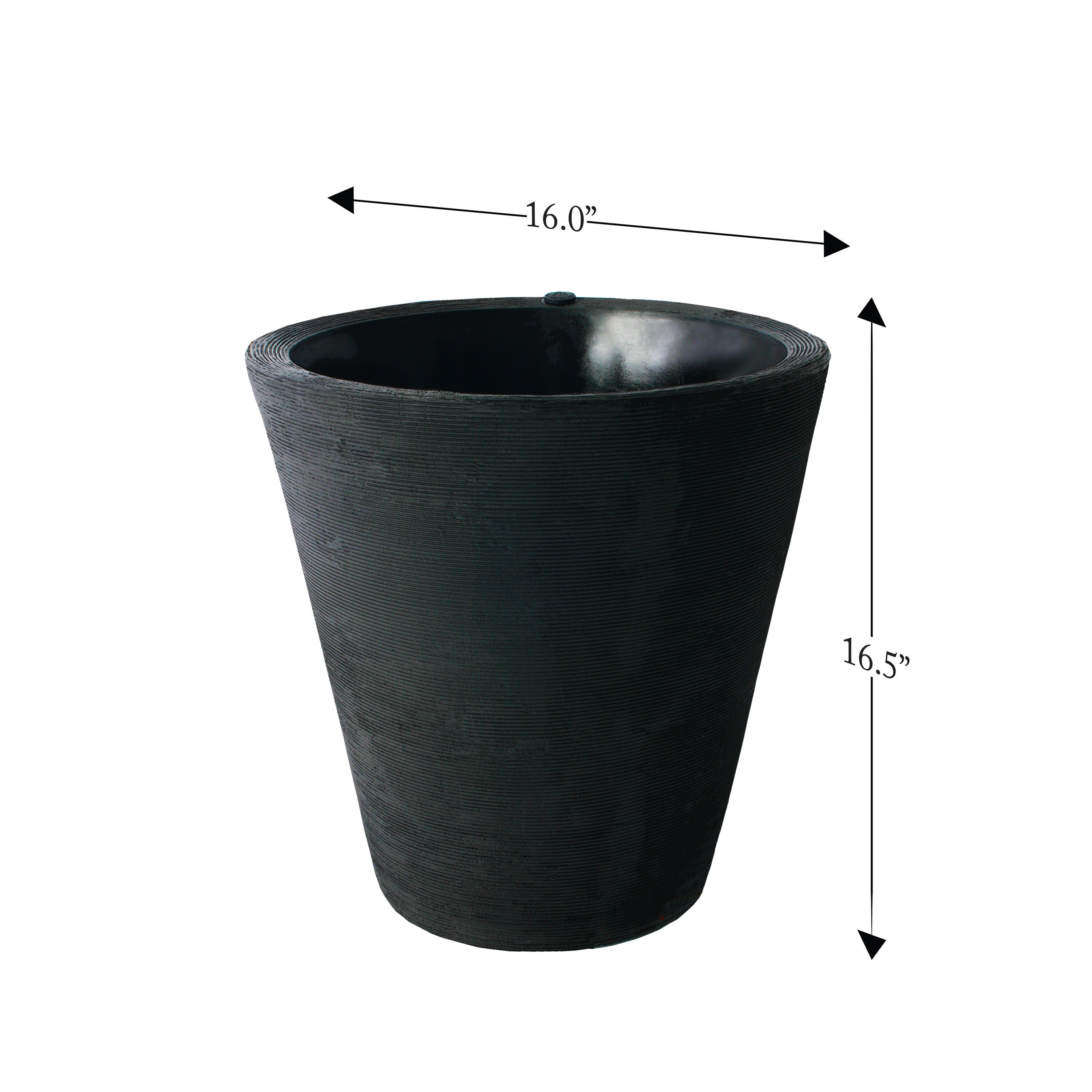 Black Large Round Self-Watering Outdoor Planter