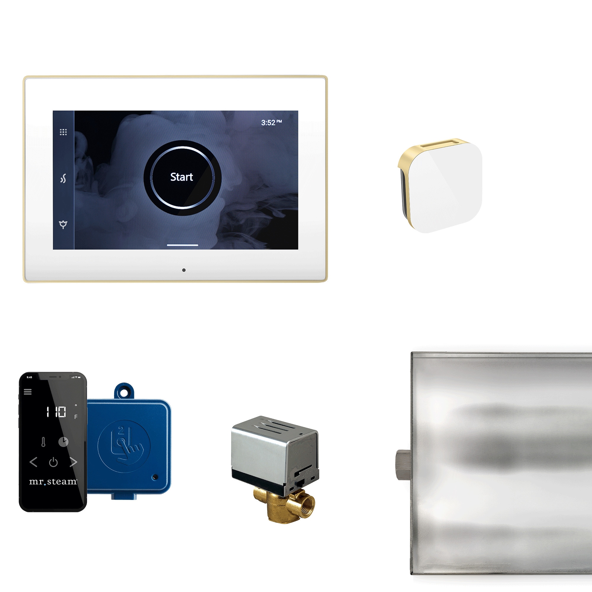 Mr. Steam XBTLRWHSB 120-Watts White Satin Brass Steam generator control kit