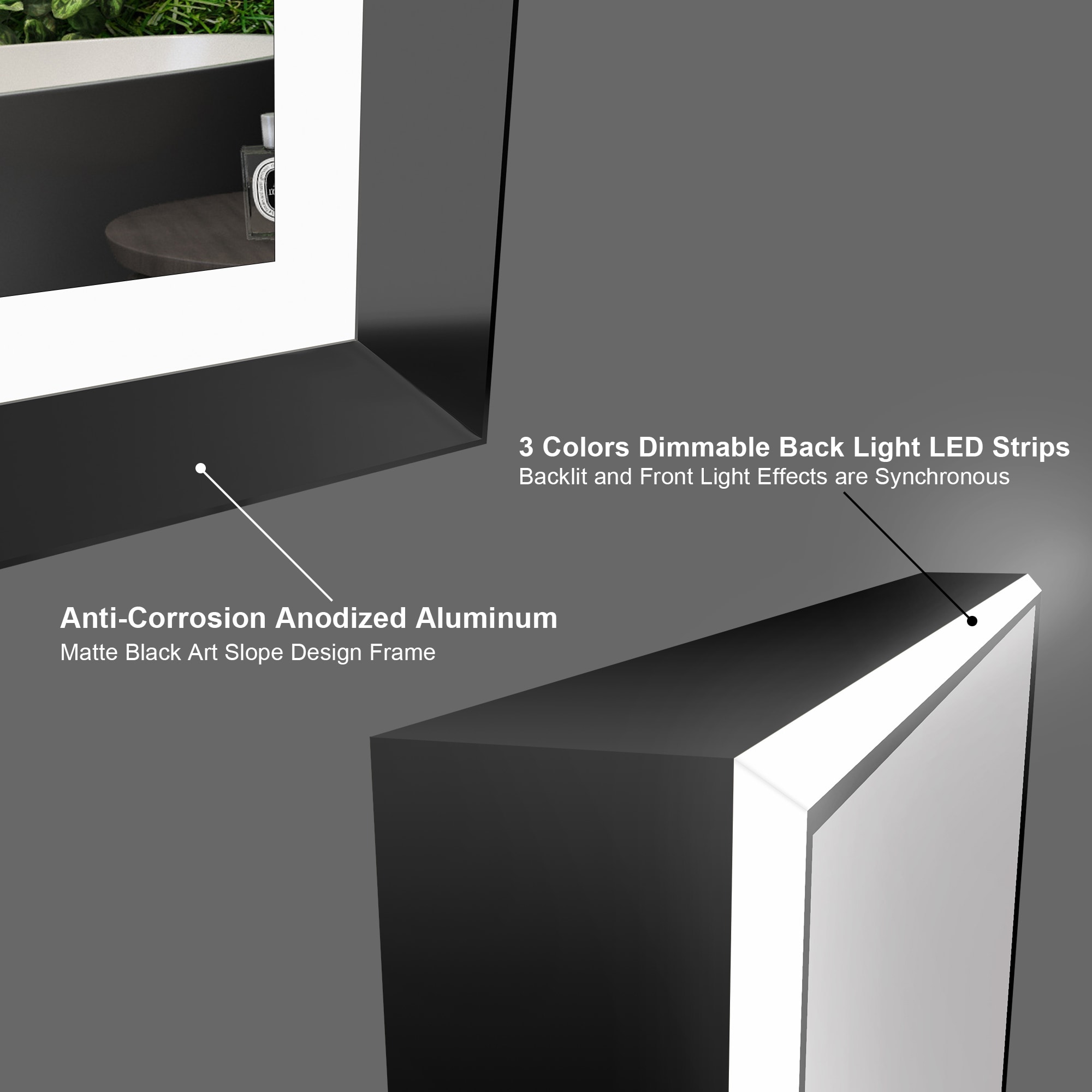WELLFOR DH-MC04-6036SF2 Framed-Bath-Mirrors - View #10
