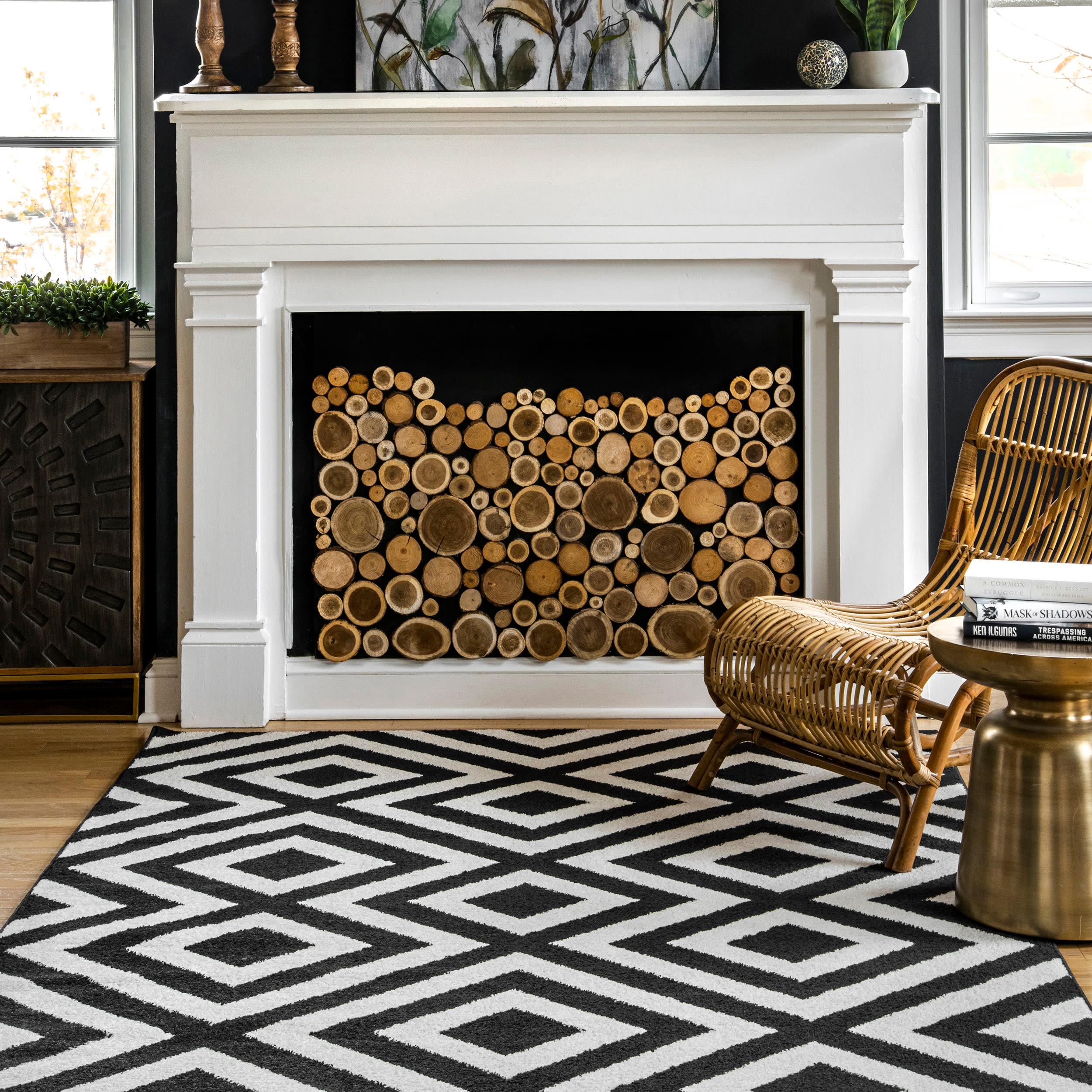 nuLOOM RZEL01C-305 Zadie 3 x 5 (ft) Loomed Polypropylene Black Rectangular Indoor Area rug