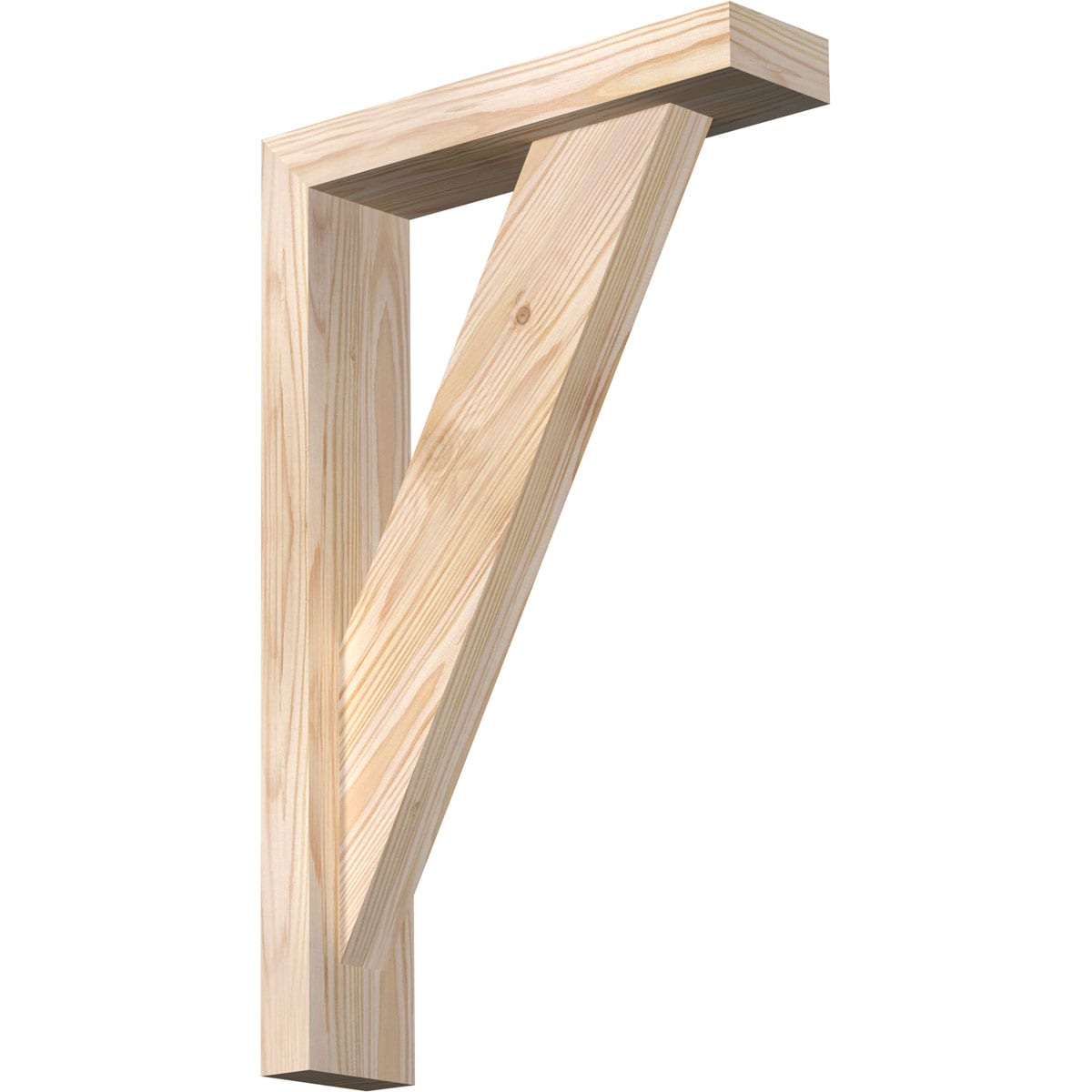 Ekena Millwork 1465007 Traditional block smooth bracket with offset brace 3-1/2-in x 14-in x 22-in Douglas fir Brown Wood Standard bracket
