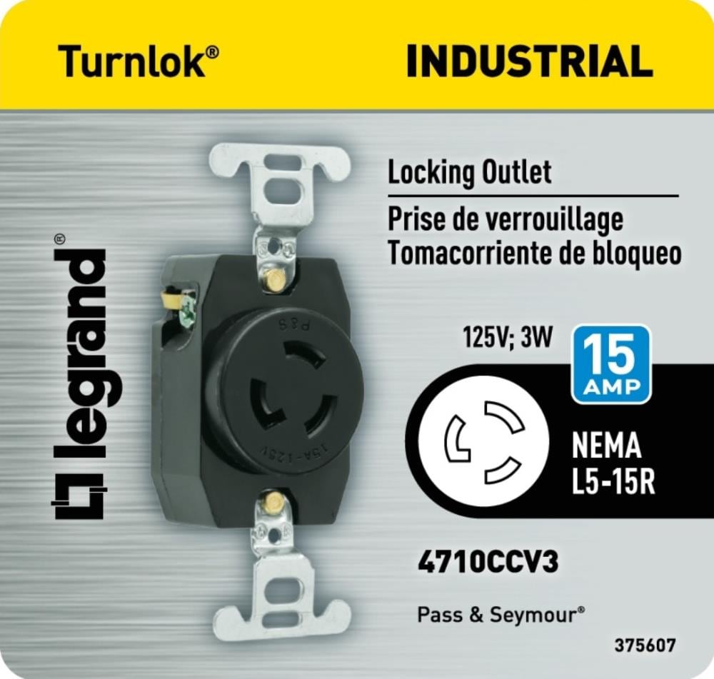 Legrand Pass And Seymour 15-Amp 125-volt Commercial Round Outlet, Black ...