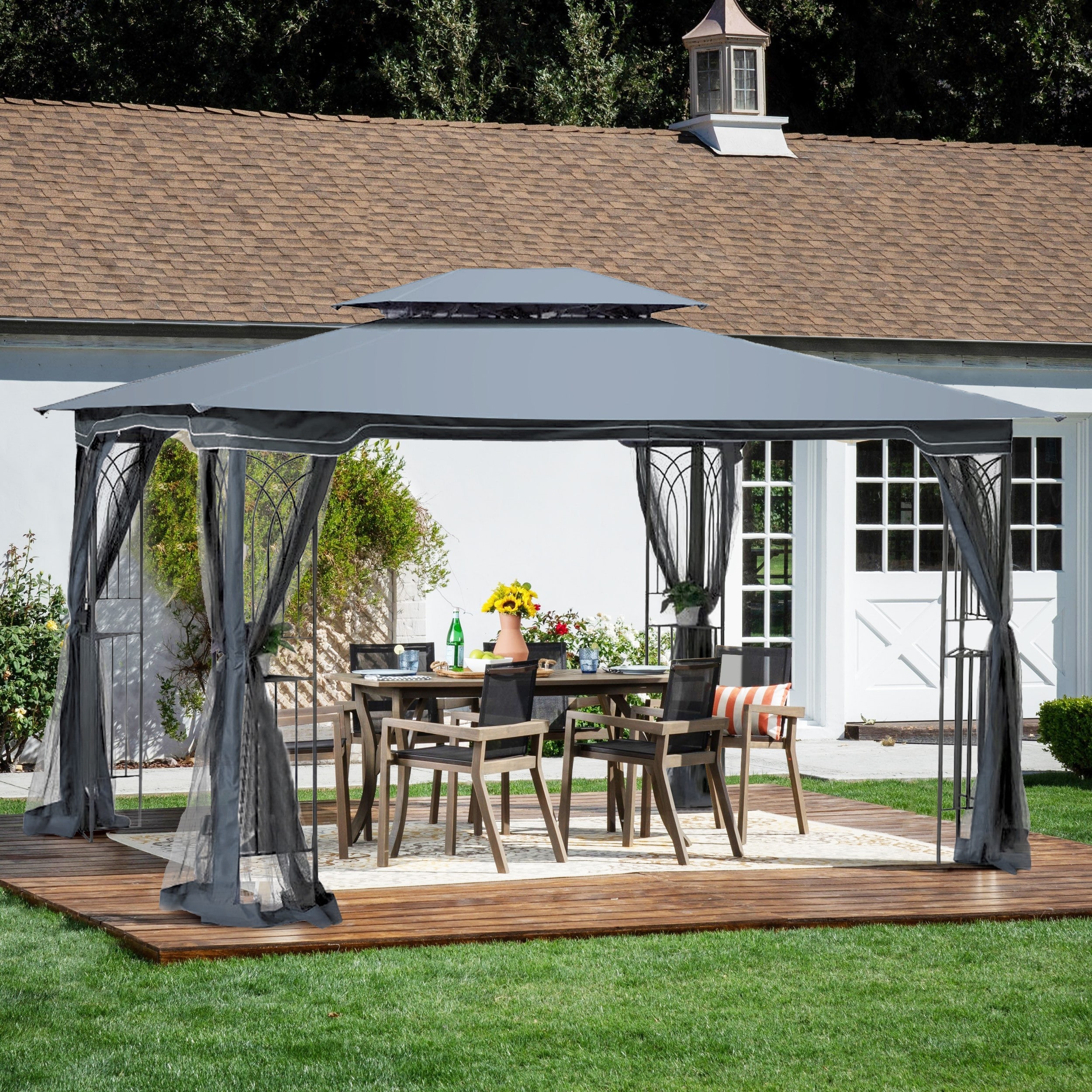 Xspracer ML-GA4252 13-ft x 10-ft Gary Rectangle Semi-permanent Soft top Roof (Screen Included)