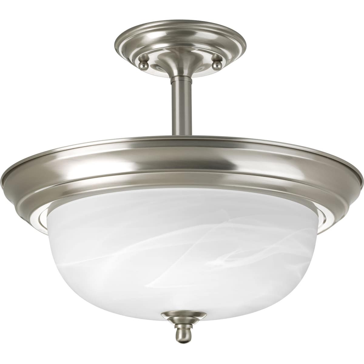 Progress Lighting P3927-09 Dome Glass CTC 2 -Light 13.18-in Brushed Nickel Semi Flush Mount Light