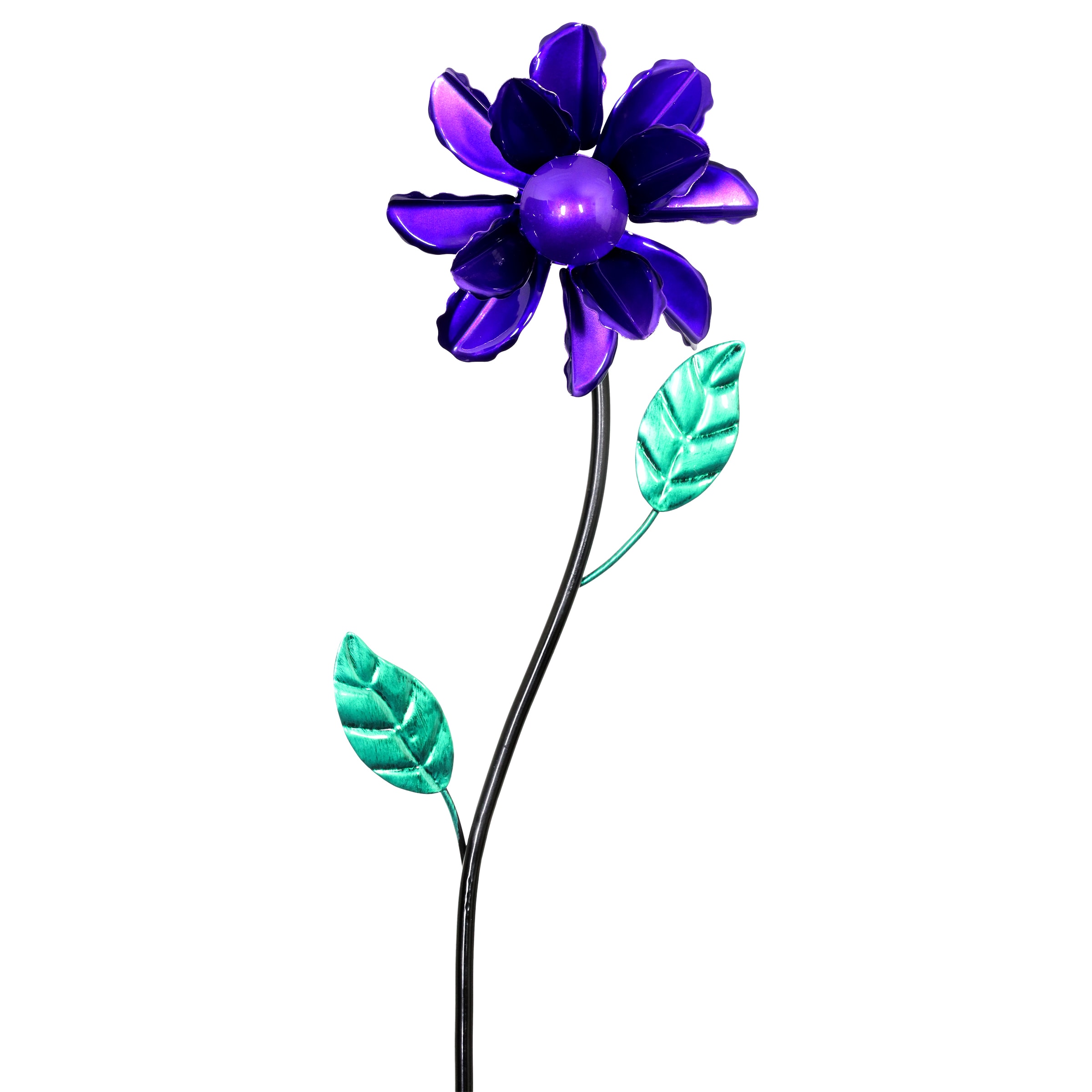 Exhart Solar Glass Flower Garden Stake Purple
