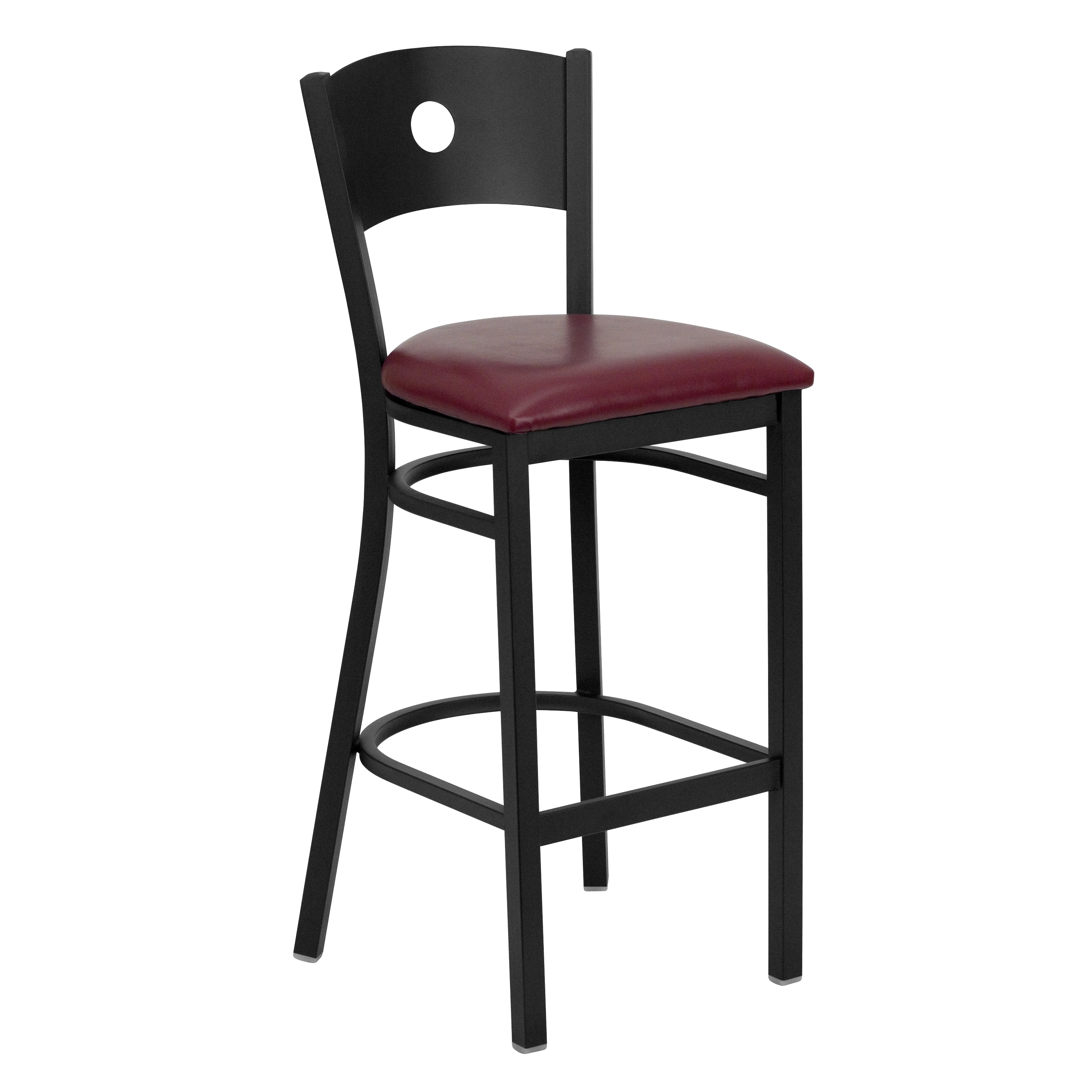 Flash Furniture 847254016285 Burgundy Vinyl Seat/Black Metal Frame 31.0-in H Bar height Square seat Upholstered Metal Bar Stool and Back