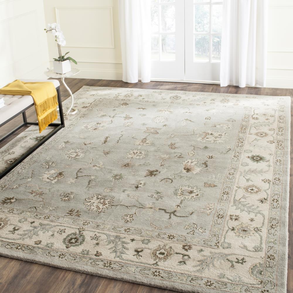 Elegant Gray Hand-Tufted Wool Rectangular Rug 4' x 6'