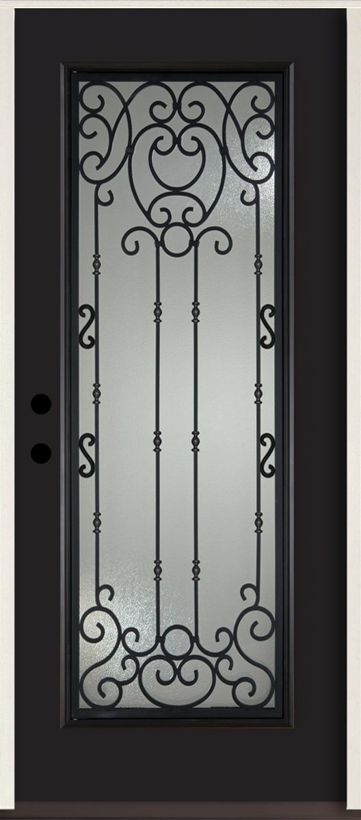 RELIABILT LO963933 Belle Meade 36-in x 80-in x 4-5/8-in Fiberglass Full lite Right-hand inswing Peppercorn Paint Painted Prehung Front Door Insulating core