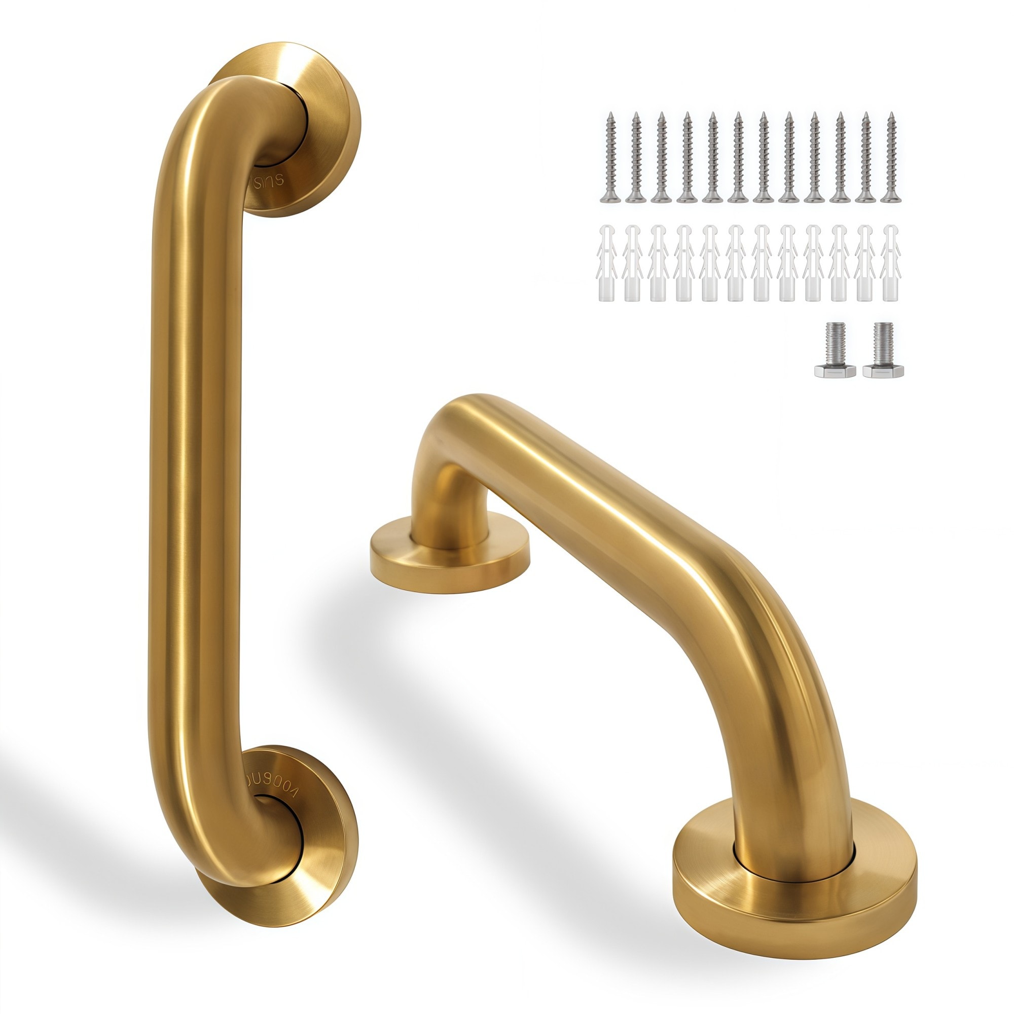 Numhew 12in L 1.25in Dia 2-Pack Gold Bathroom Safety Grab Bar