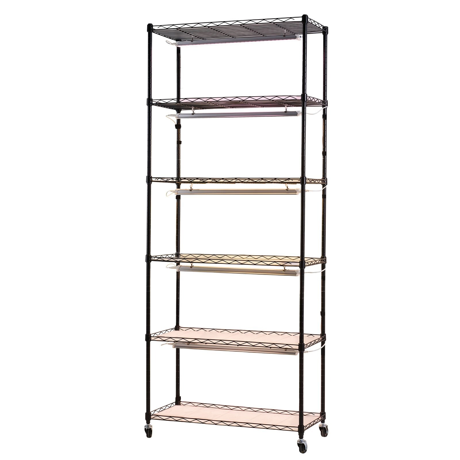 GIVIMO 71 in Tall 6 Tier Indoor Plant Shelf with Grow Light 120 W Full Spectrum LED Plant Stand with Wheels and 4 9 14 H Timer