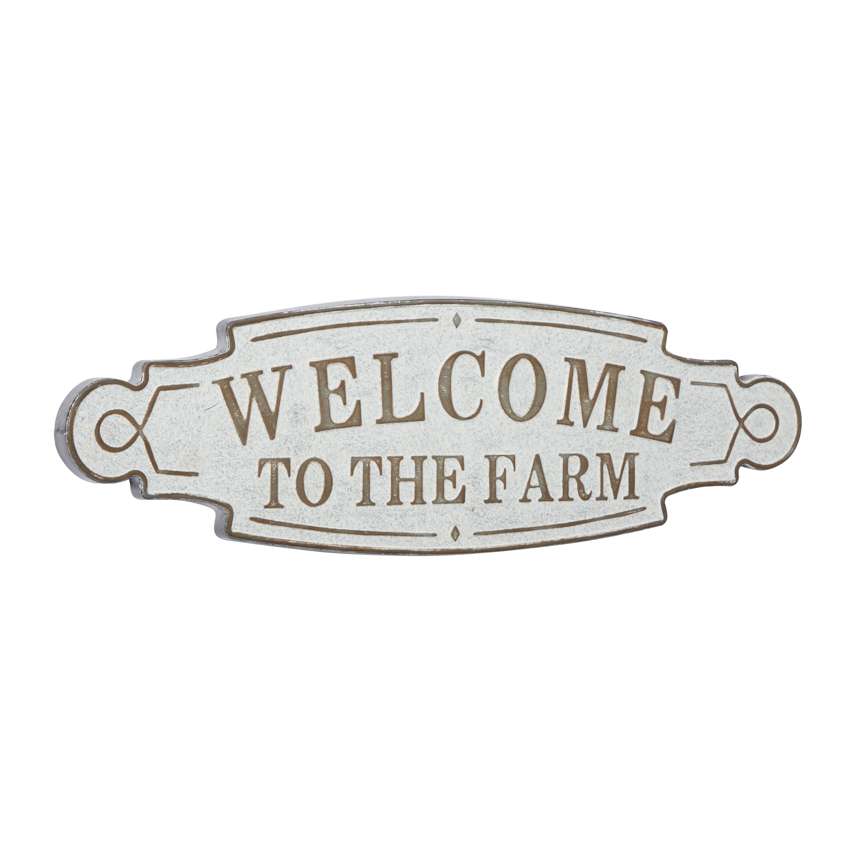 Rustic Beige and Off-White Iron Farmhouse Welcome Sign