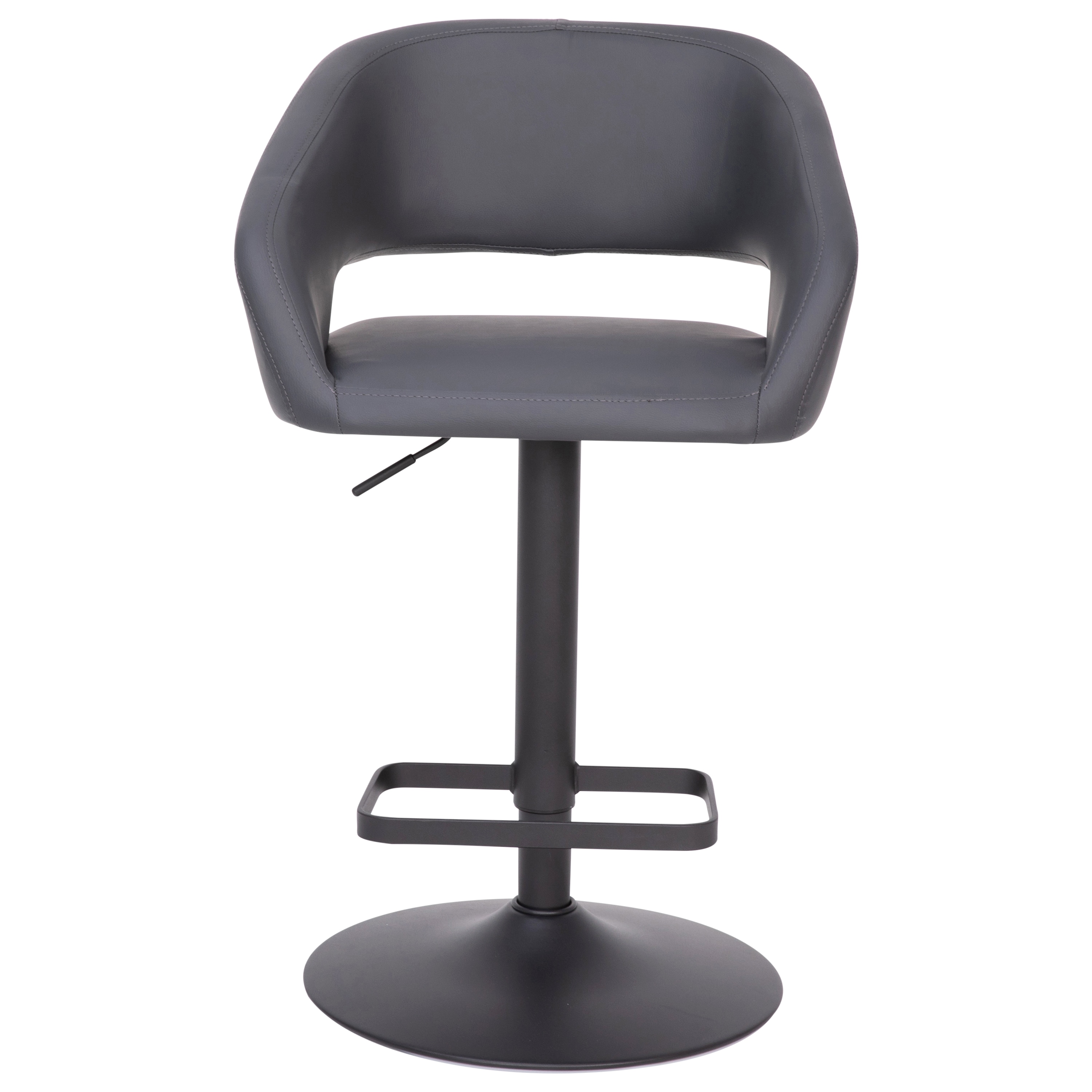 Gray Vinyl Adjustable Swivel Barstool with Black Metal Base