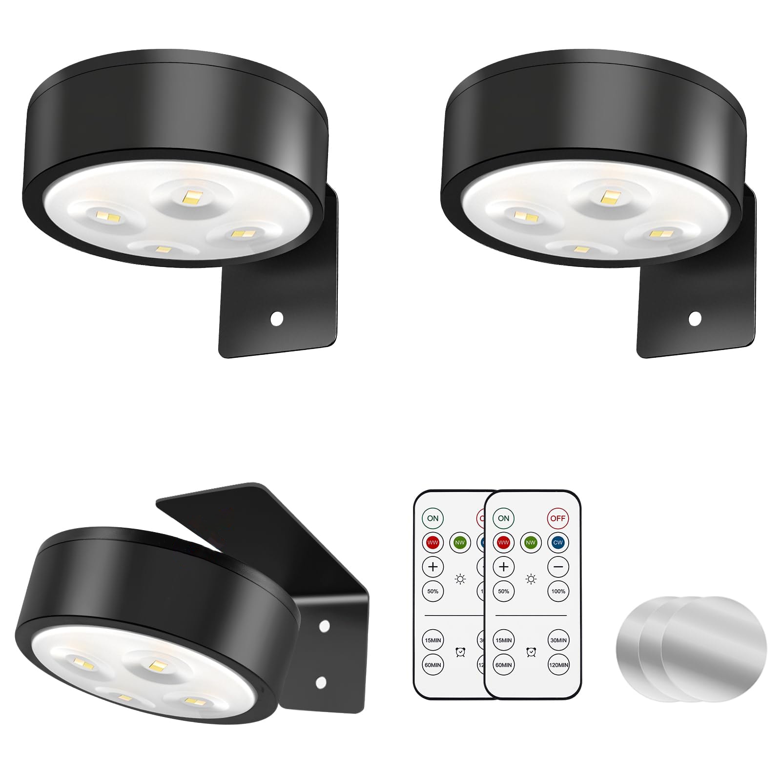 Etokfoks  Black LED Picture Light 3 Pack Remote and Touch Control Dimmable Art Display Wall Light 3 Color Temperatures