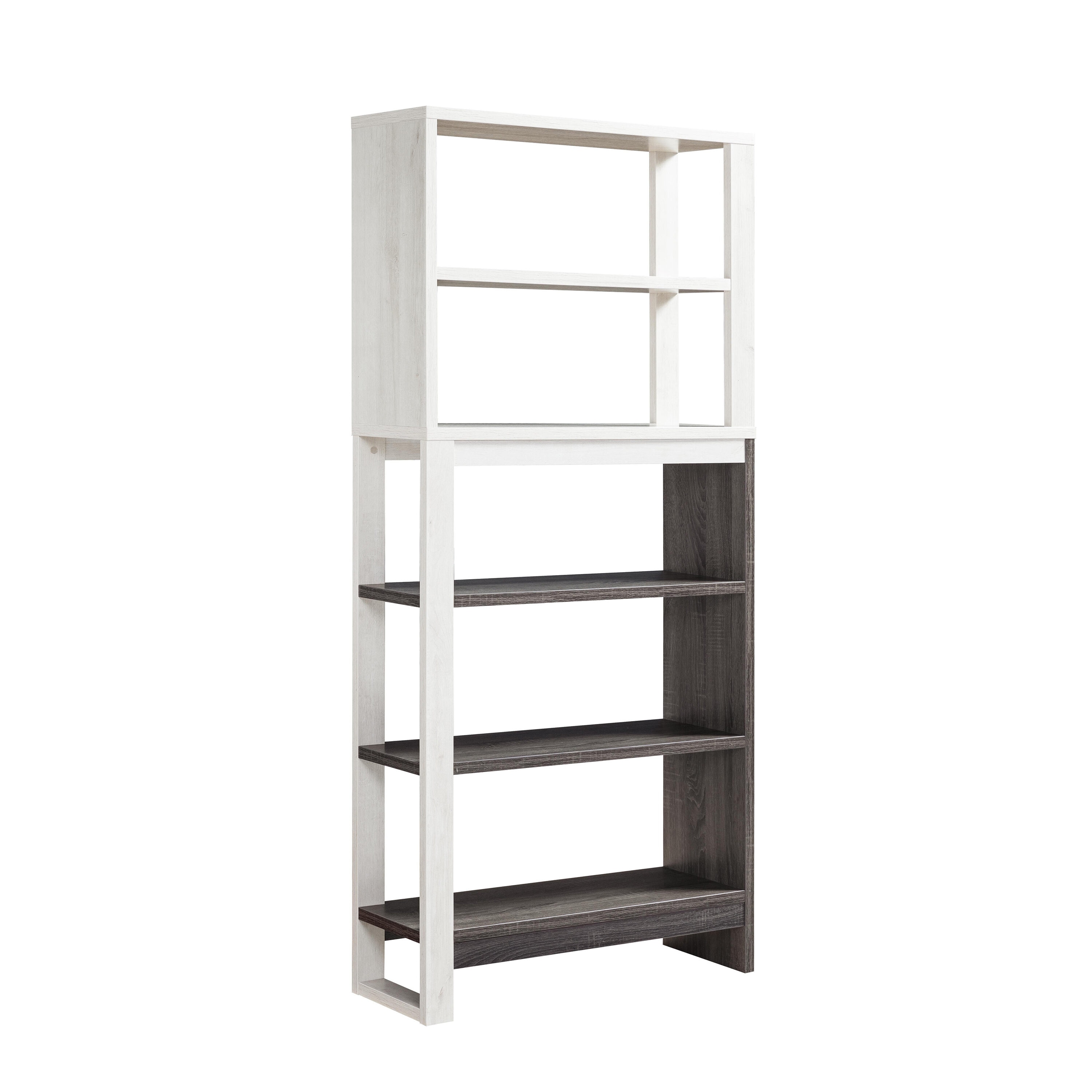FC Design ID90212878 White Oak and Distressed Gray Wood 5-Shelf Bookcase (31.25-in W x 69.25-in H x 11.5-in D)