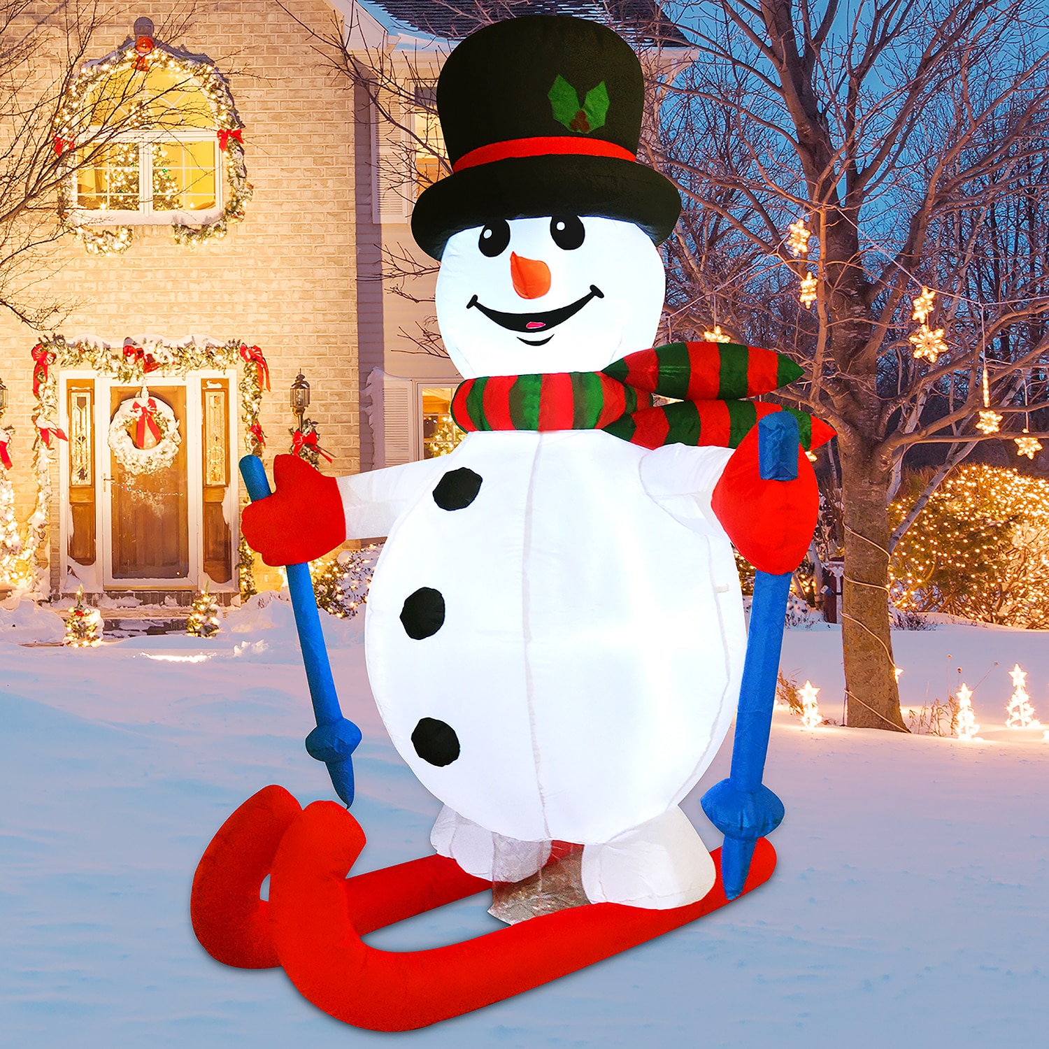 Goosh 5 6 Ft Lighted Snowman Christmas Inflatable Dj Sd 27140 At