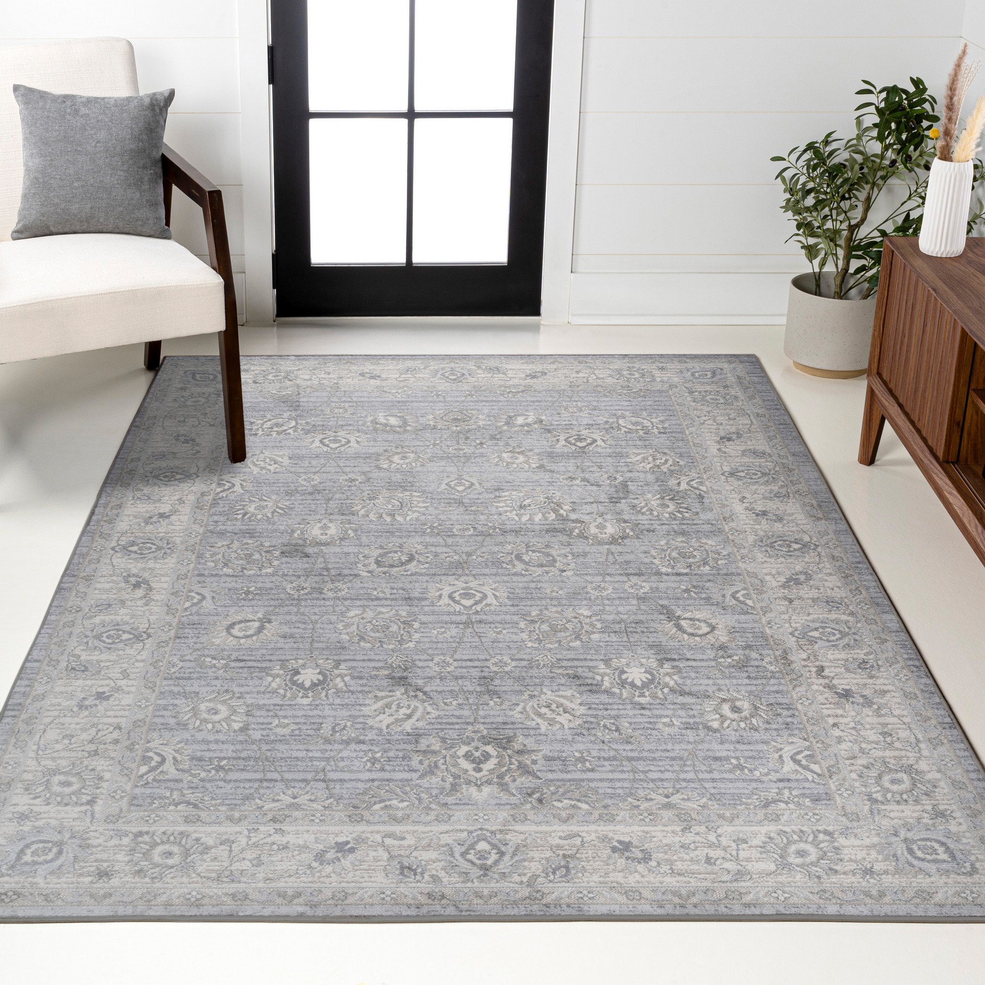 JONATHAN  Y MDP101B-4 MODERN PERSIAN Vintage Moroccan Traditional 4 x 6 (ft) Loomed Light Gray Rectangular Indoor Medallion Persian Pet Friendly Area rug