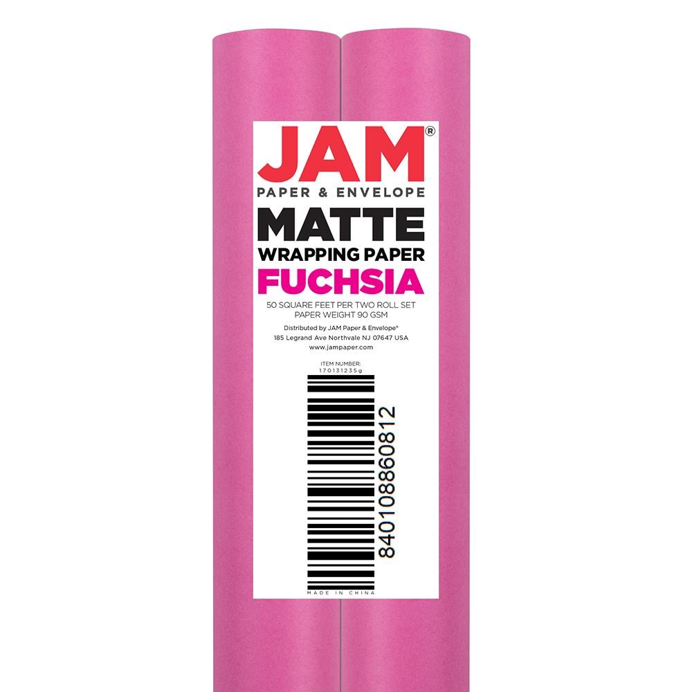 Jam Paper Fuchsia Matte Gift Wrapping Paper Roll - 2 Packs of 25 Sq. ft.