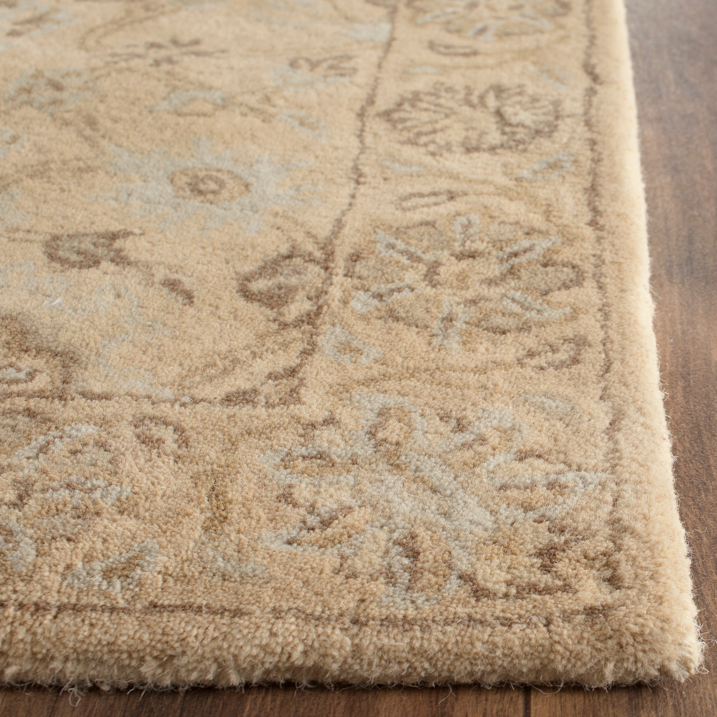 Ivory and Light Gold Hand-Tufted Wool Area Rug 4' x 6'