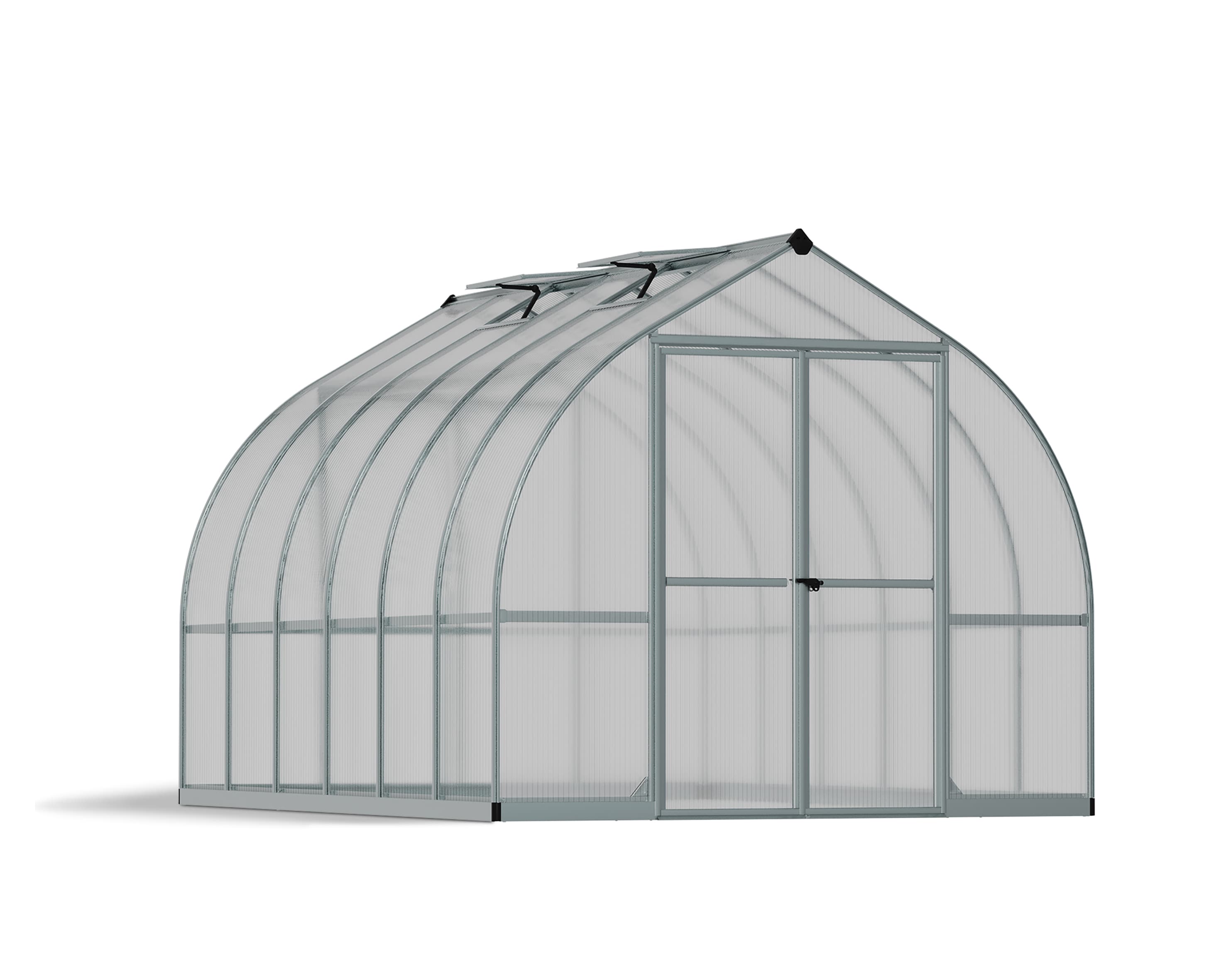 Canopia by Palram 703730 Bella 12-ft L x 8-ft W x 7.1-ft H Silver Frame/Diff. Panels Greenhouse Kit