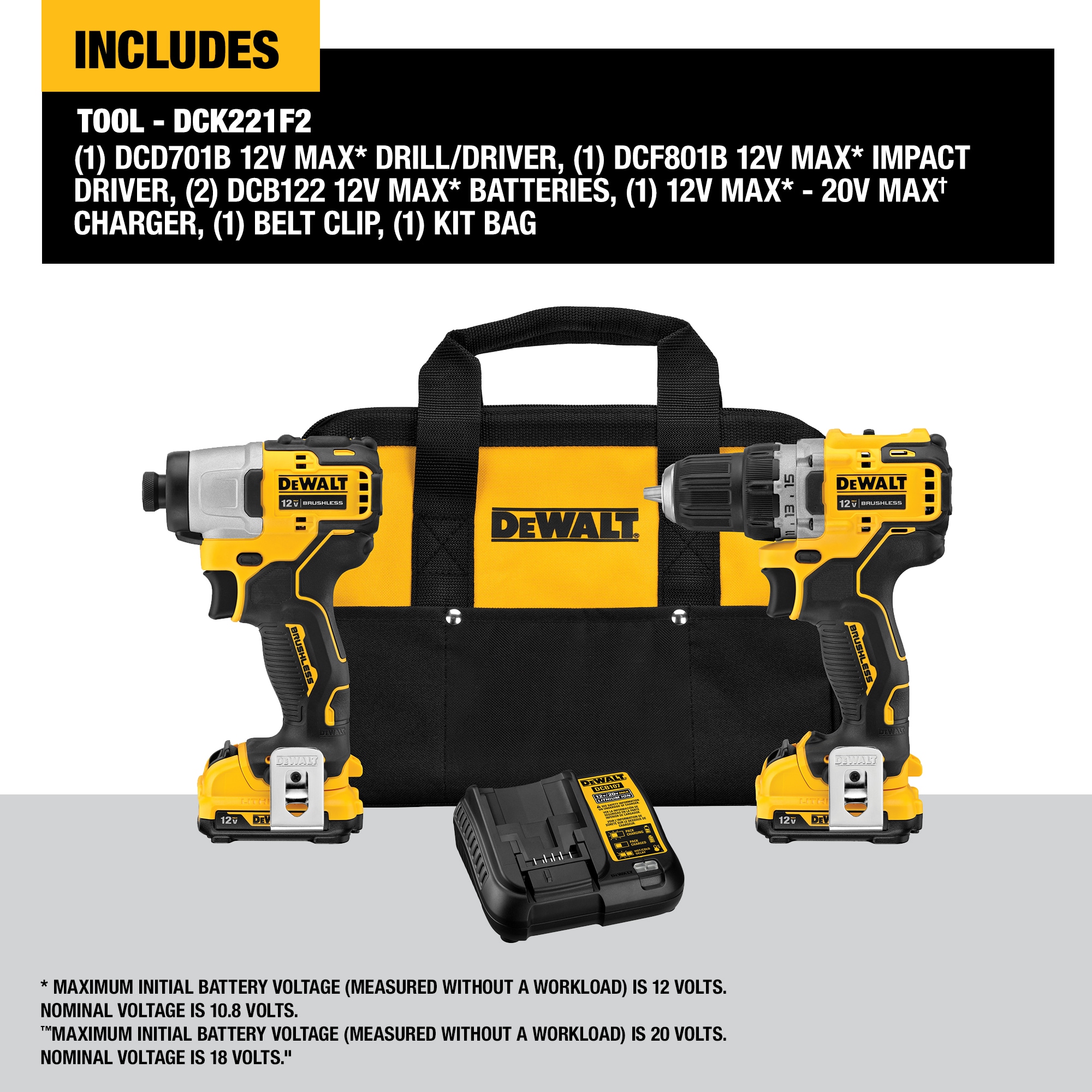 Bliv sur Behandle rigdom DEWALT XTREME 2-Tool 12V MAX XR Brushless DrilI/Impact Driver with Bag  (2-Batteries and Charger Included) in the Power Tool Combo Kits department  at Lowes.com