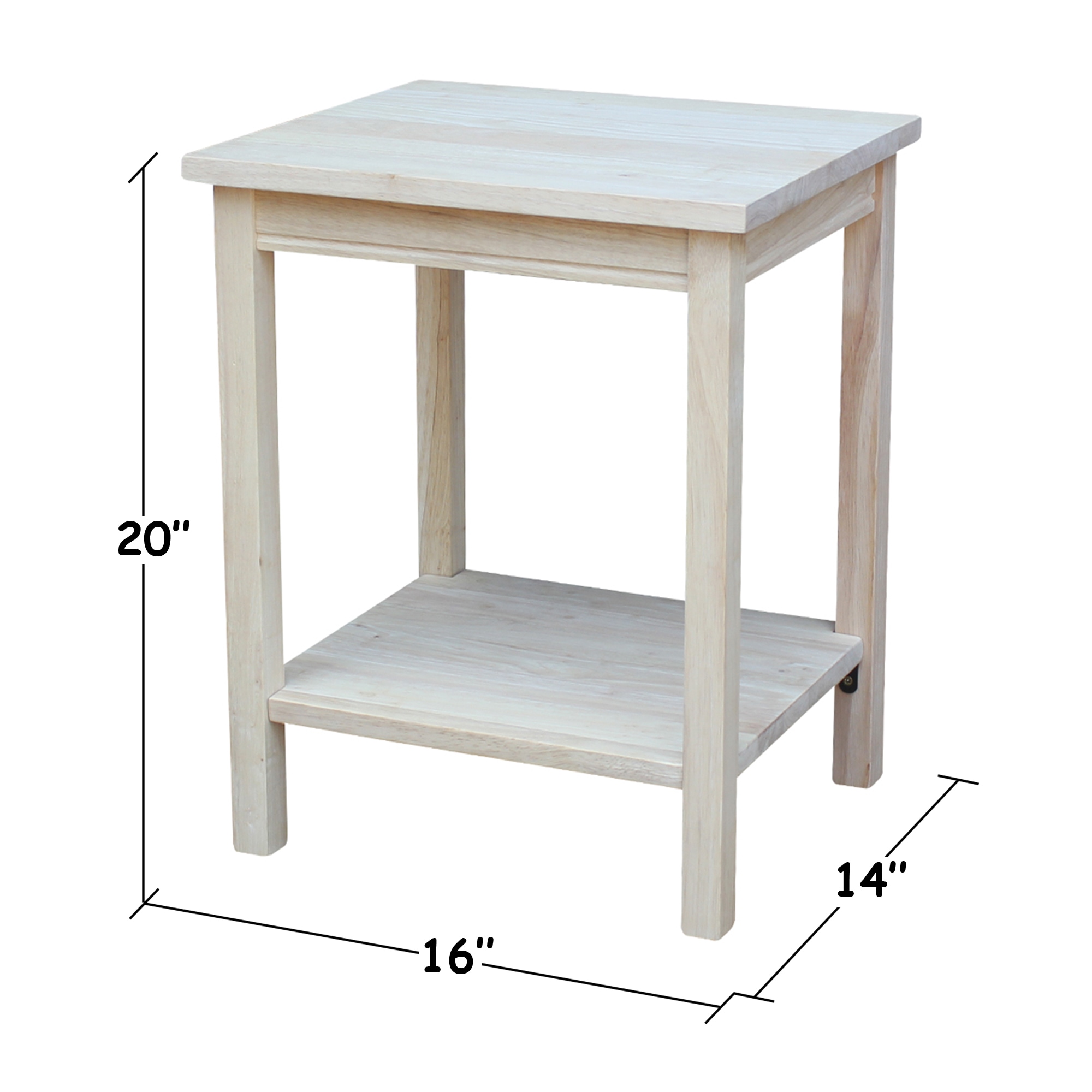 International Concepts 16-in W x 20-in H Unfinished Wood End Table ...