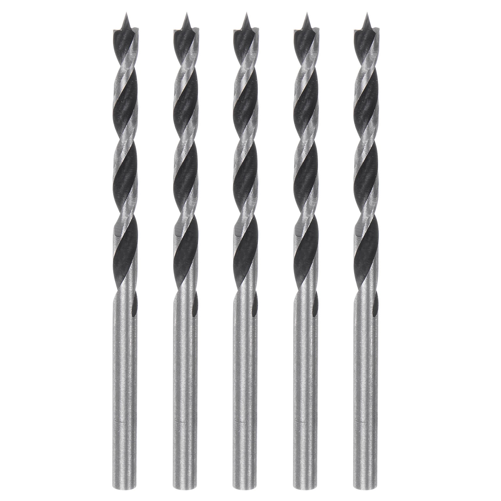 Unique Bargains 5pcs Brad Point Drill Bits 4mm 5/32 Inch Dia Straight Round Shank Metric Brad Point Spiral Twist Drill Bits for Softwood Hardwood Plywood Plastic Rubber Silver Tone #S26031300UX4568