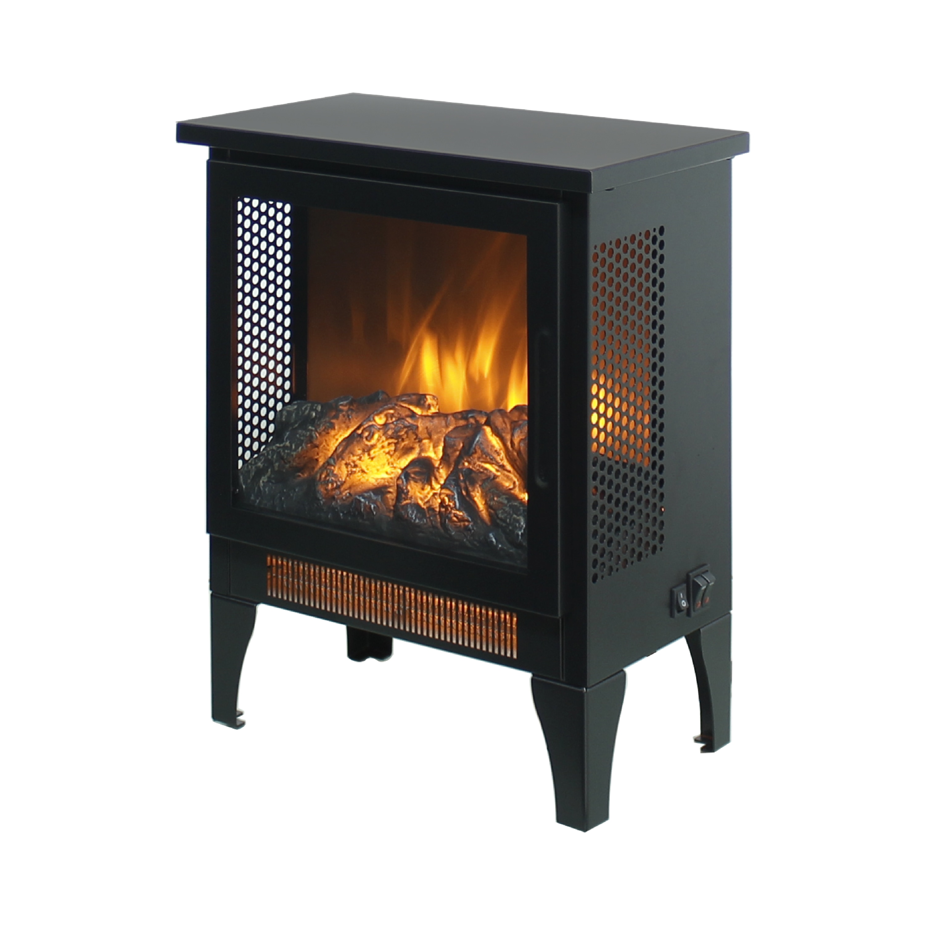 Mondawe 15-in W Black Free standing Infrared quartz Corner or Flat Wall Electric Fireplace