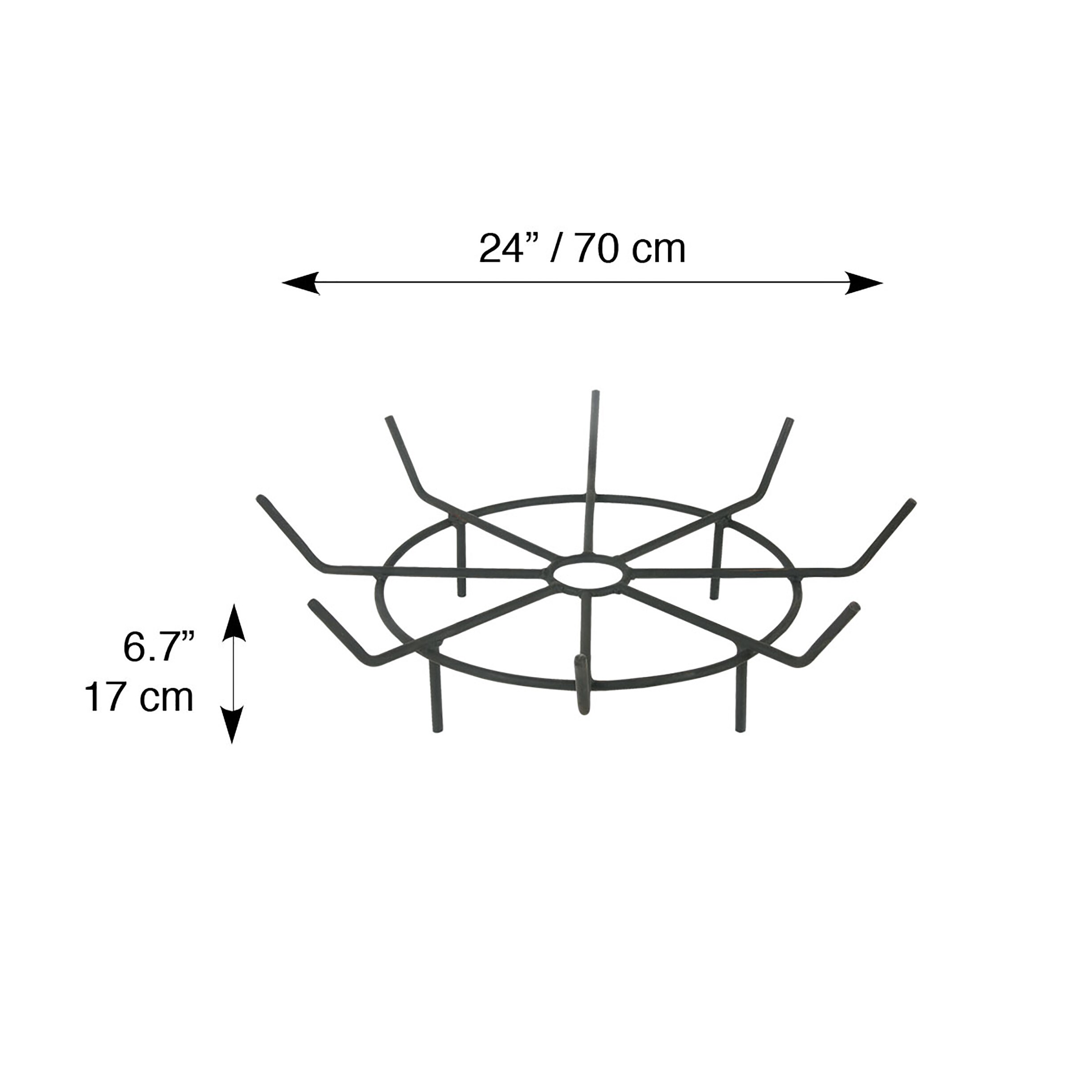 24-Inch Black Steel Round Fire Pit Log Grate