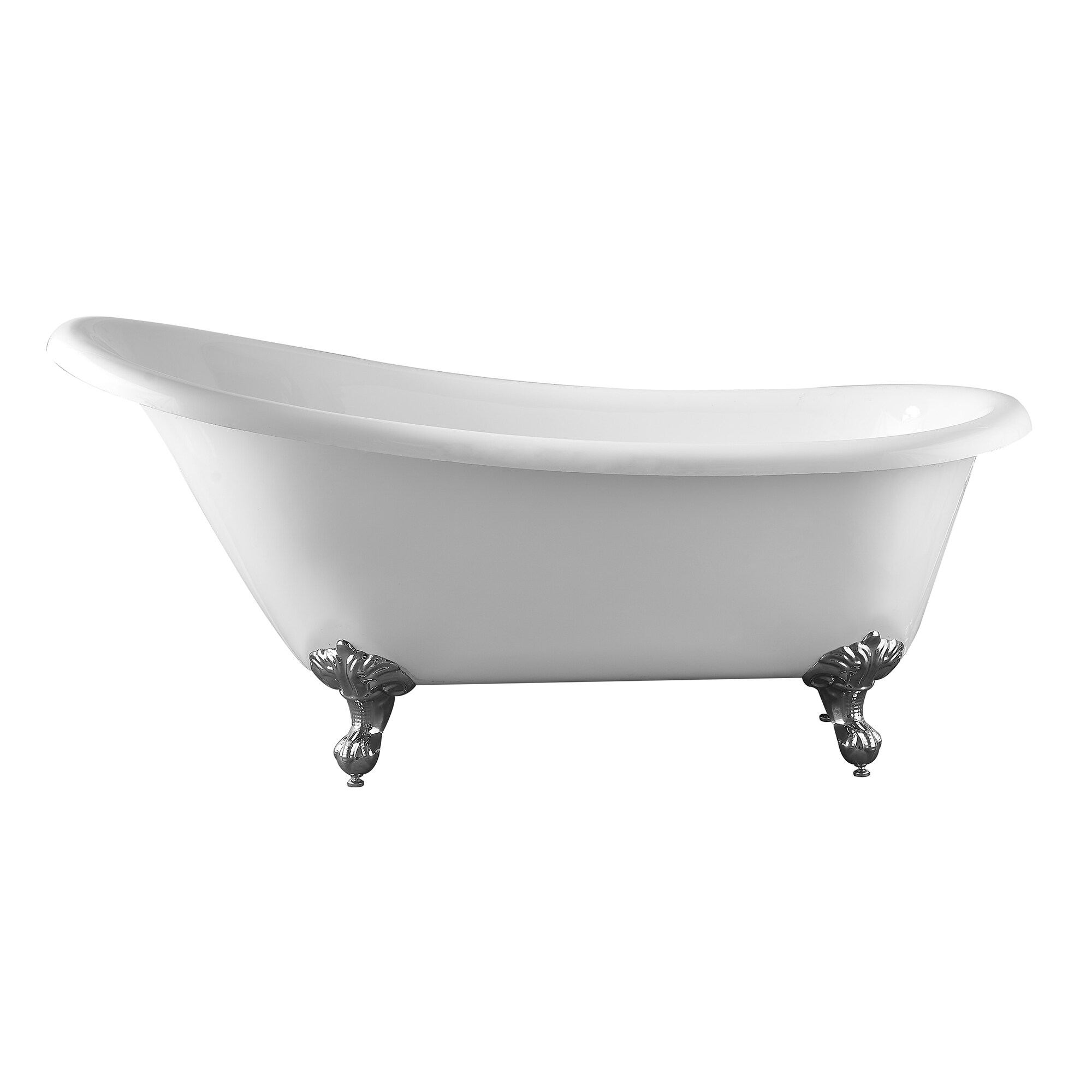 67" White Acrylic Clawfoot Freestanding Bathtub