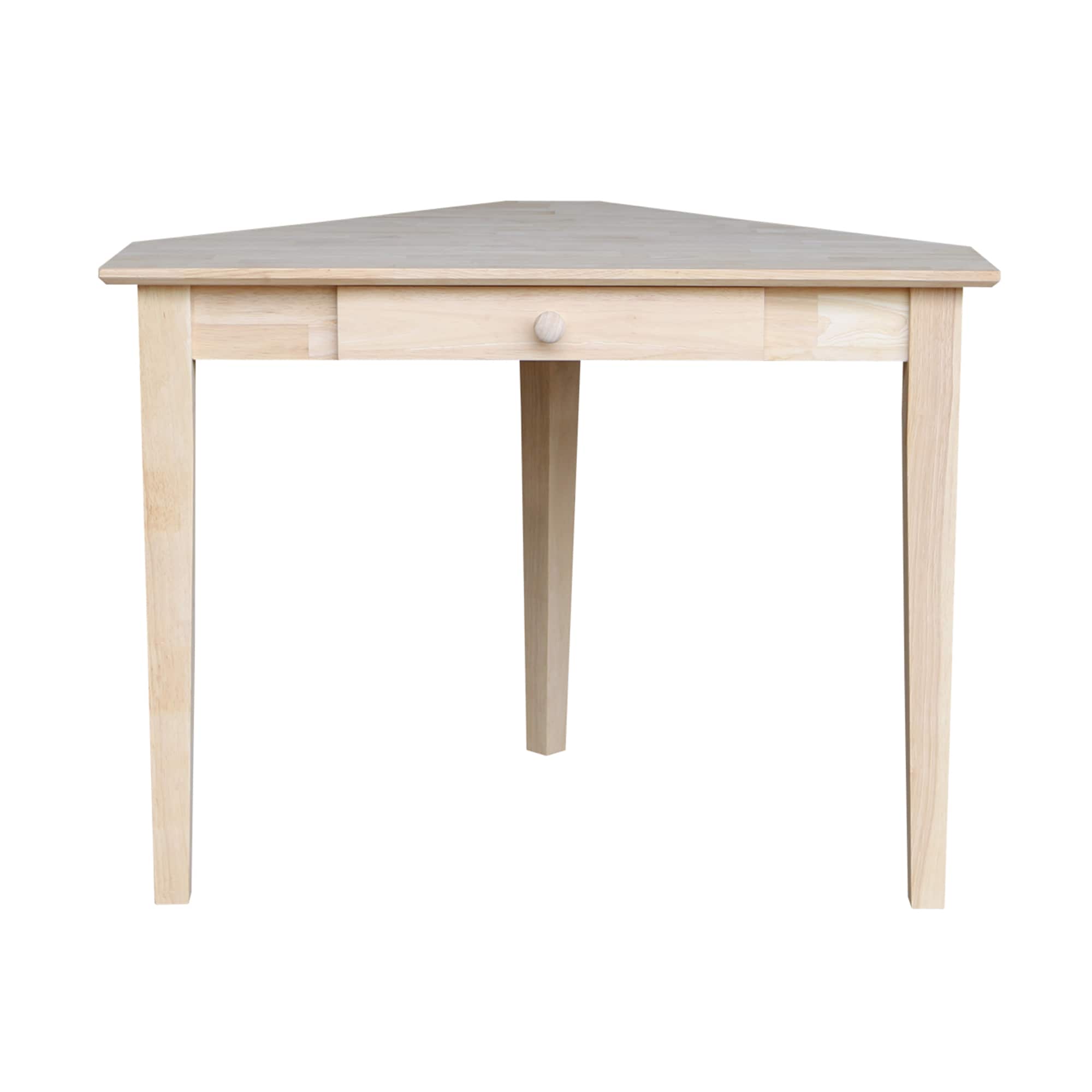 Unfinished Natural Wood Corner Desk with Drawer