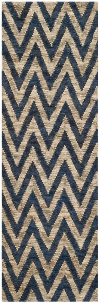 Safavieh ORG515B-28 Organica Joshua 3 x 8 (ft) Knotted Jute Blue/Natural Rectangular Indoor Chevron Runner rug
